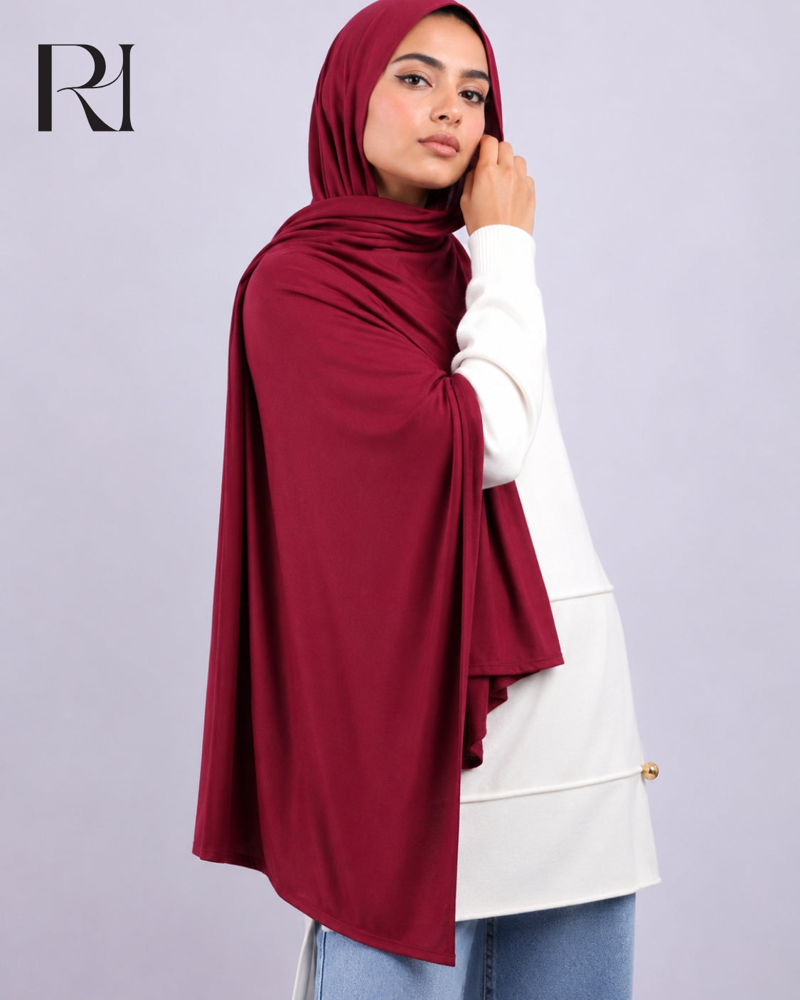 Aura Cotton Blend Hijab – Crimson