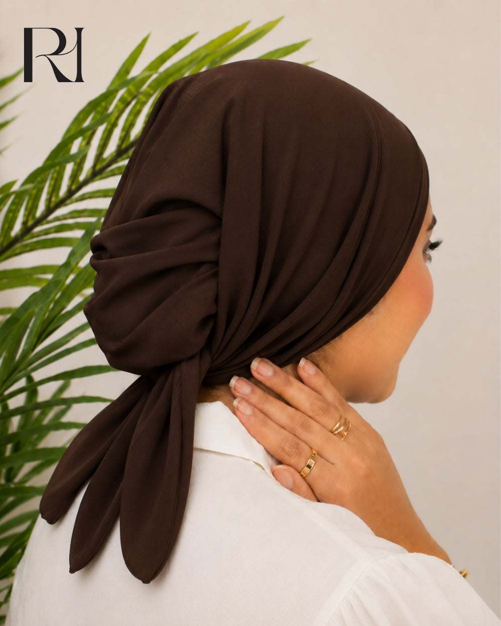 Haya Cotton Blend Tie-Back Hijab Cap – Chocolate Brown