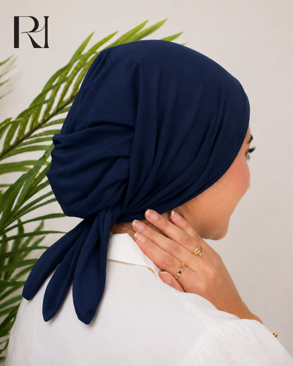 Haya Cotton Blend Tie-Back Hijab Cap – Navy
