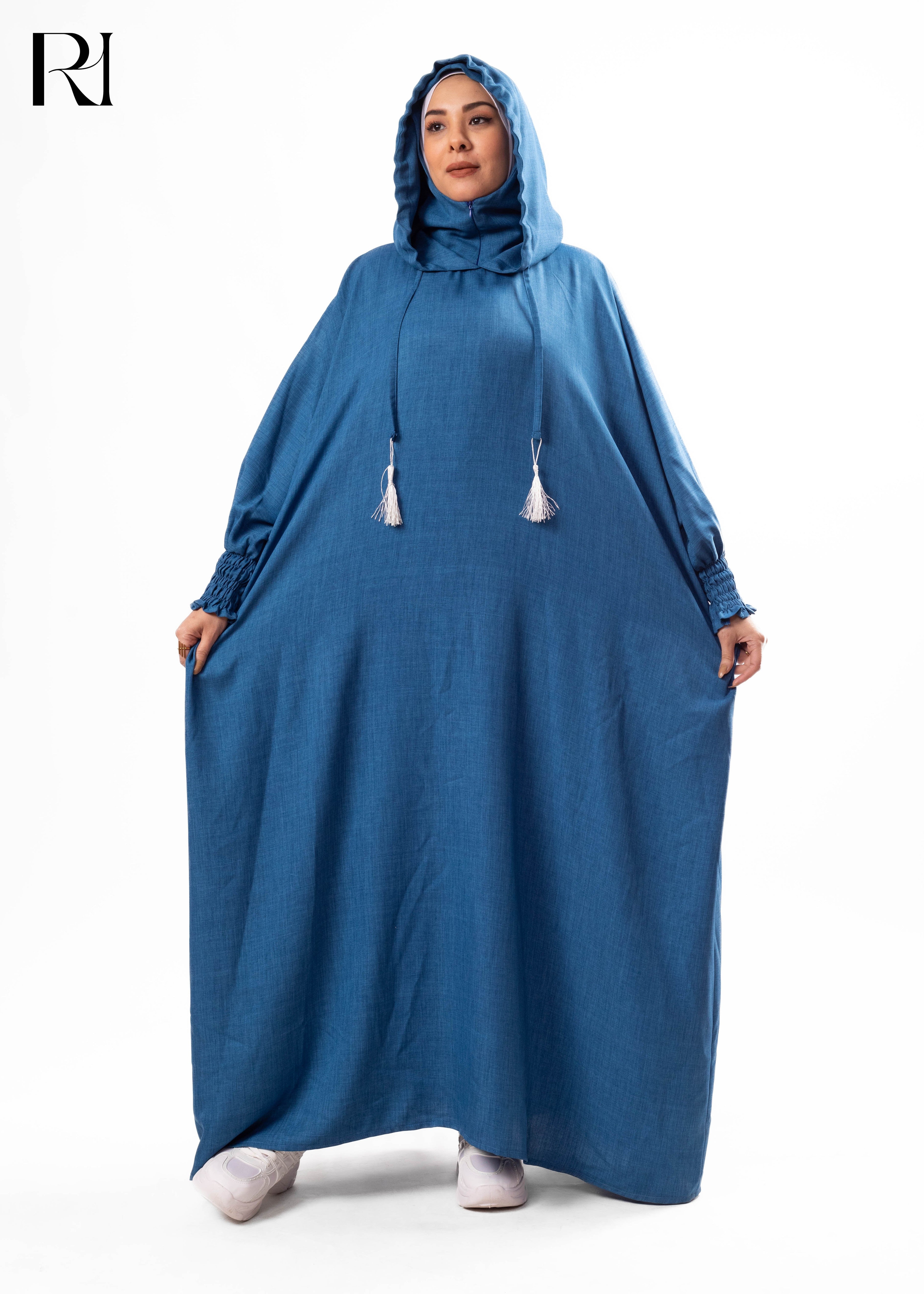 Azure Serenity Hooded Abaya