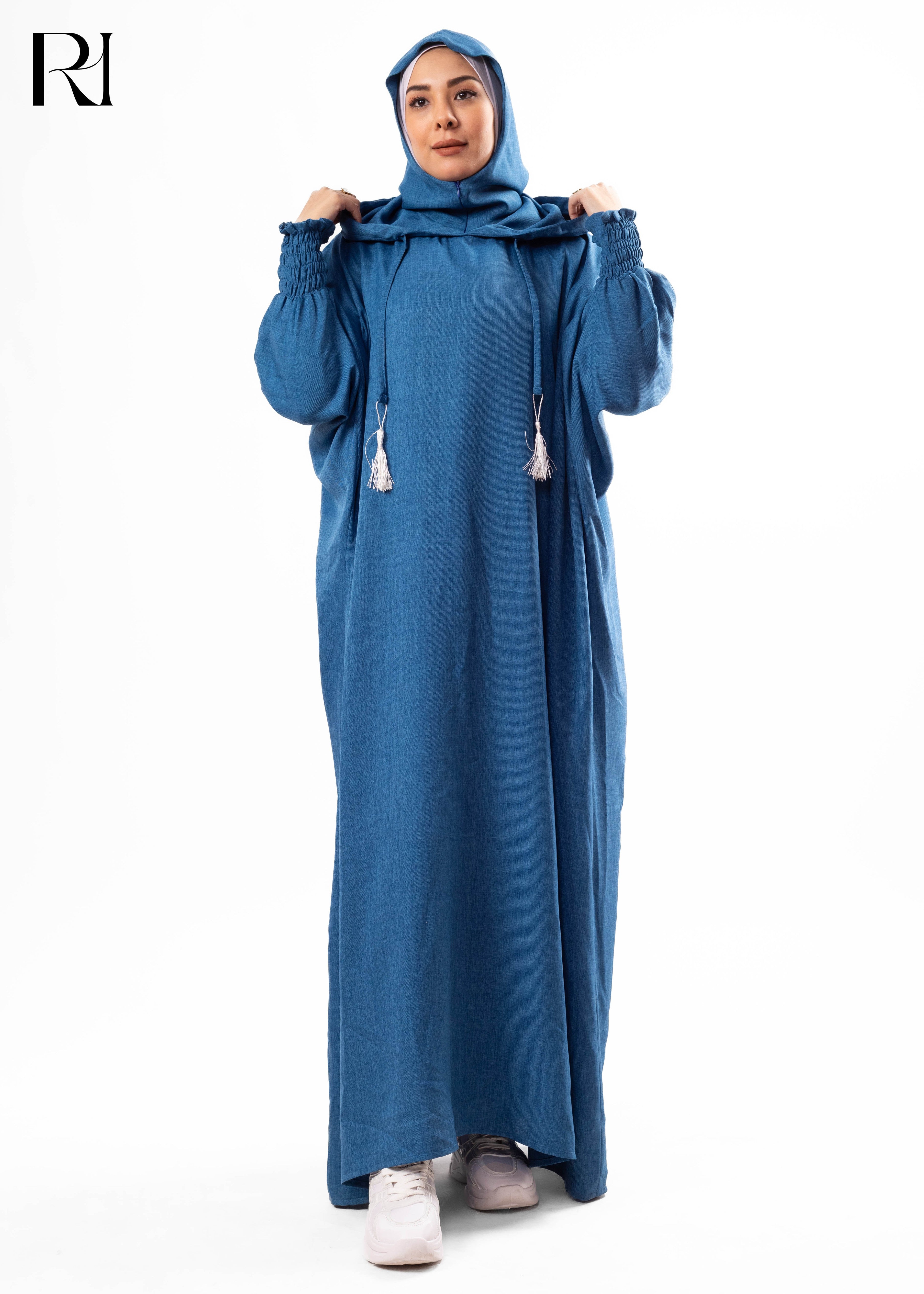 Azure Serenity Hooded Abaya