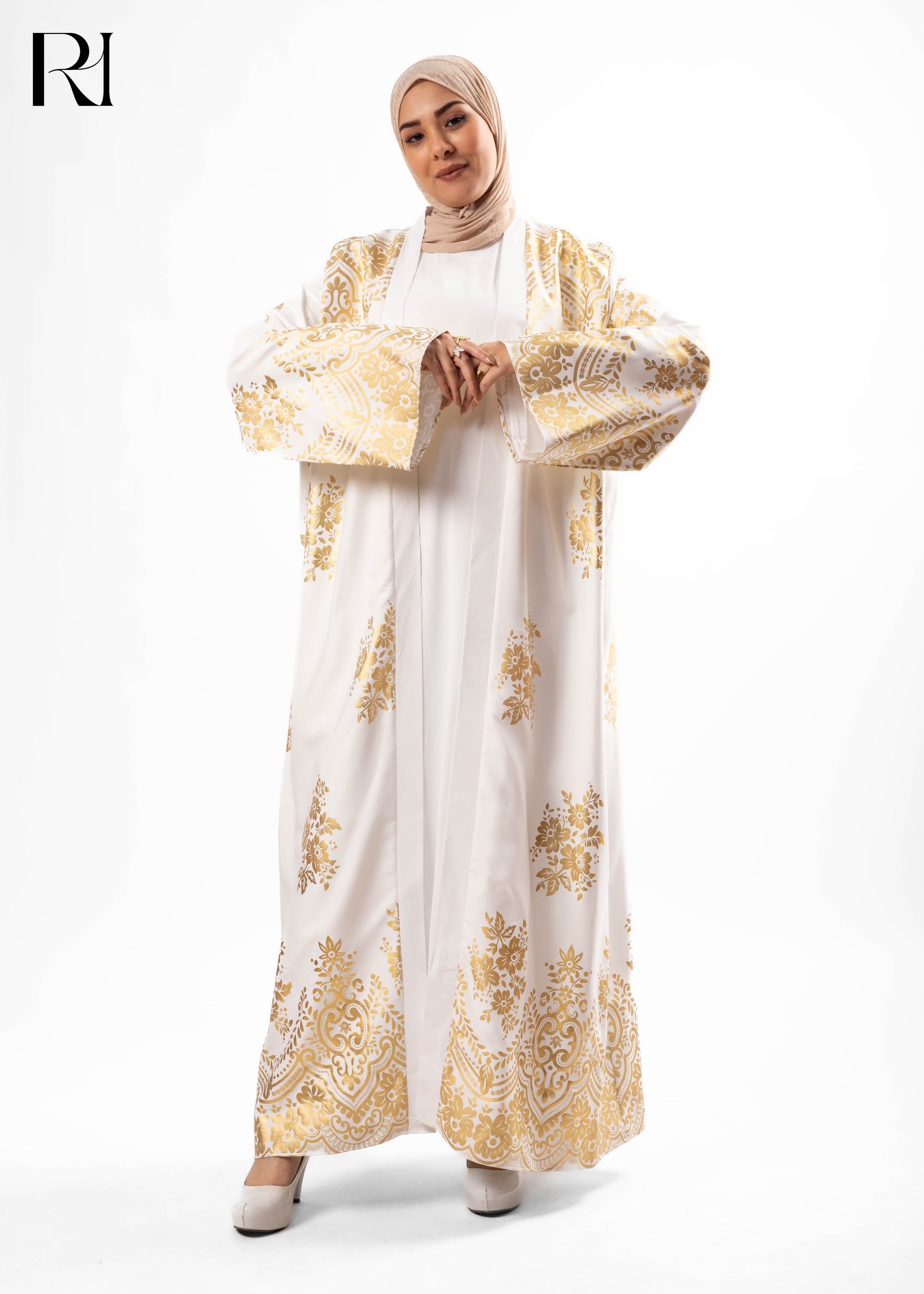 white and gold abaya dress Dubai Kaftan Dress Abaya Jalabiya Wedding Dress