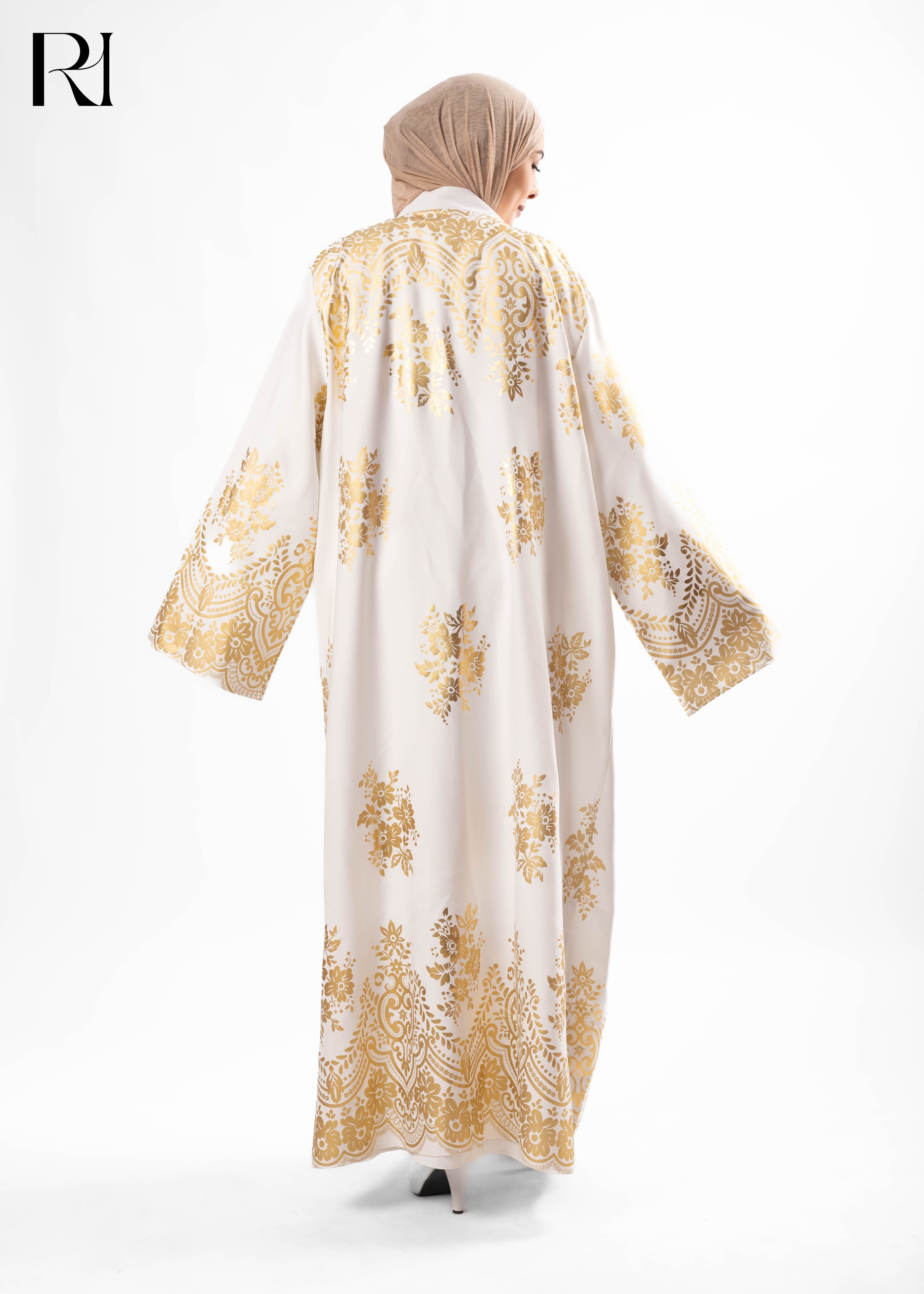 Golden Arabesque Open Abaya Kimono