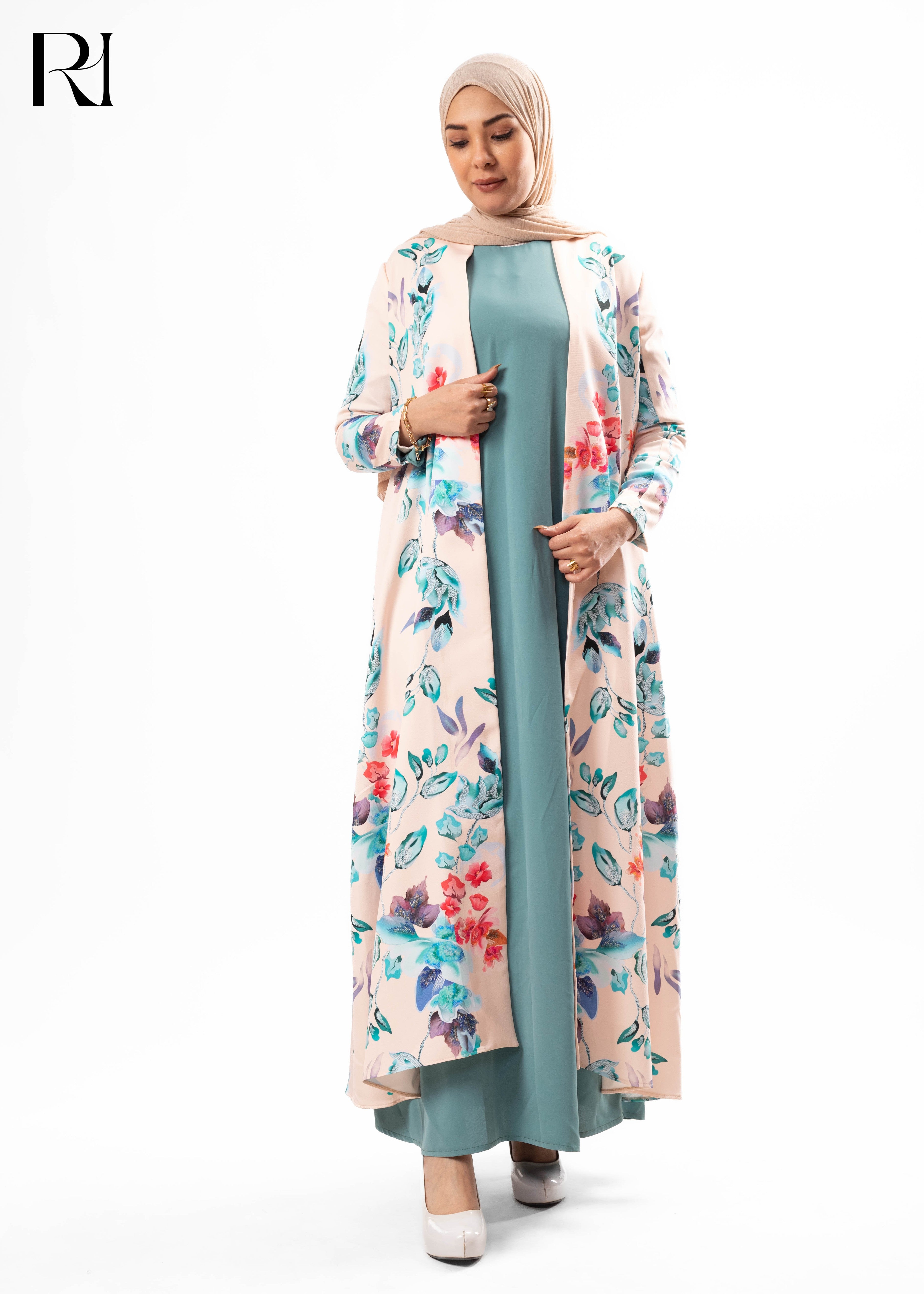 Blush Garden Open Abaya Kimono