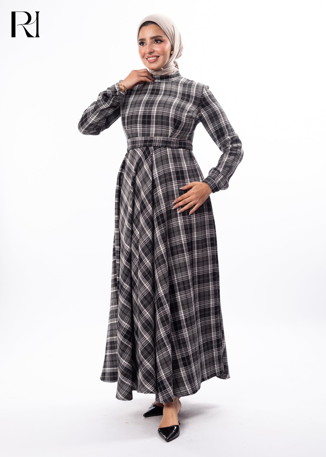 Timeless Plaid Grace Modest Checked Maxi Dress