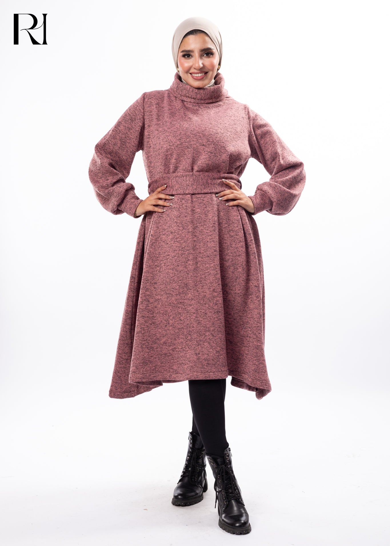 Modest Knit Dress for Women  Blush Cozy Style US 16 / Rose gold