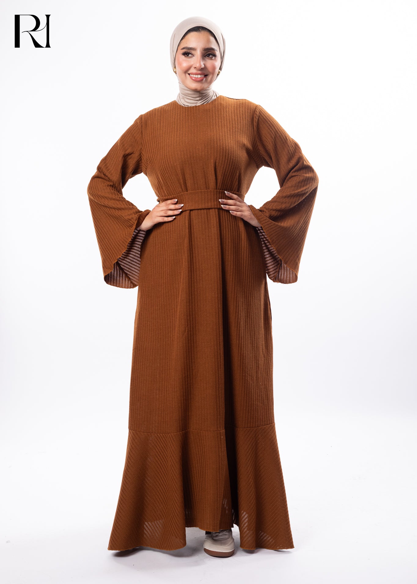 Autumn Ease Textured Modest Maxi Dress