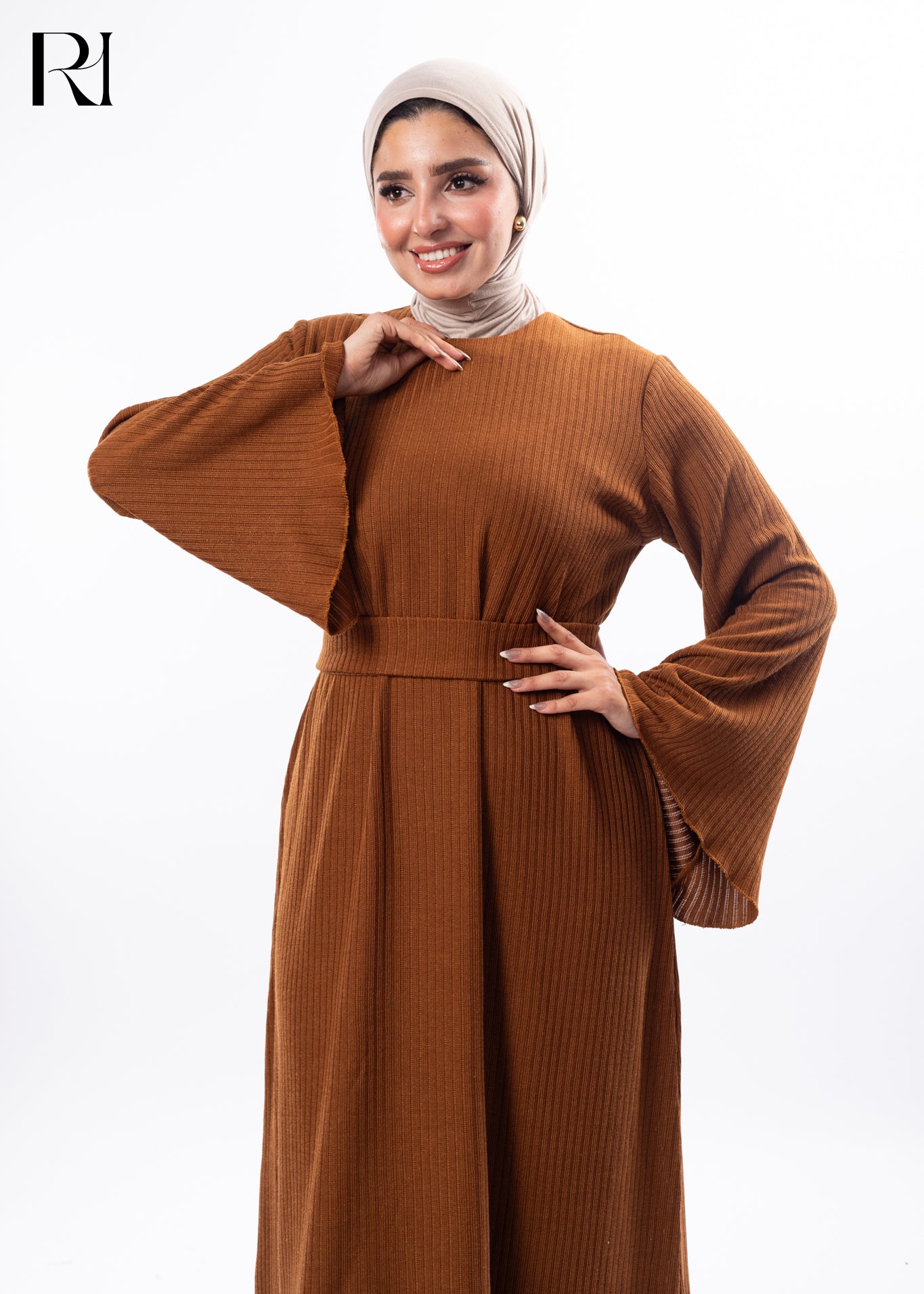 Autumn Ease Textured Modest Maxi Dress