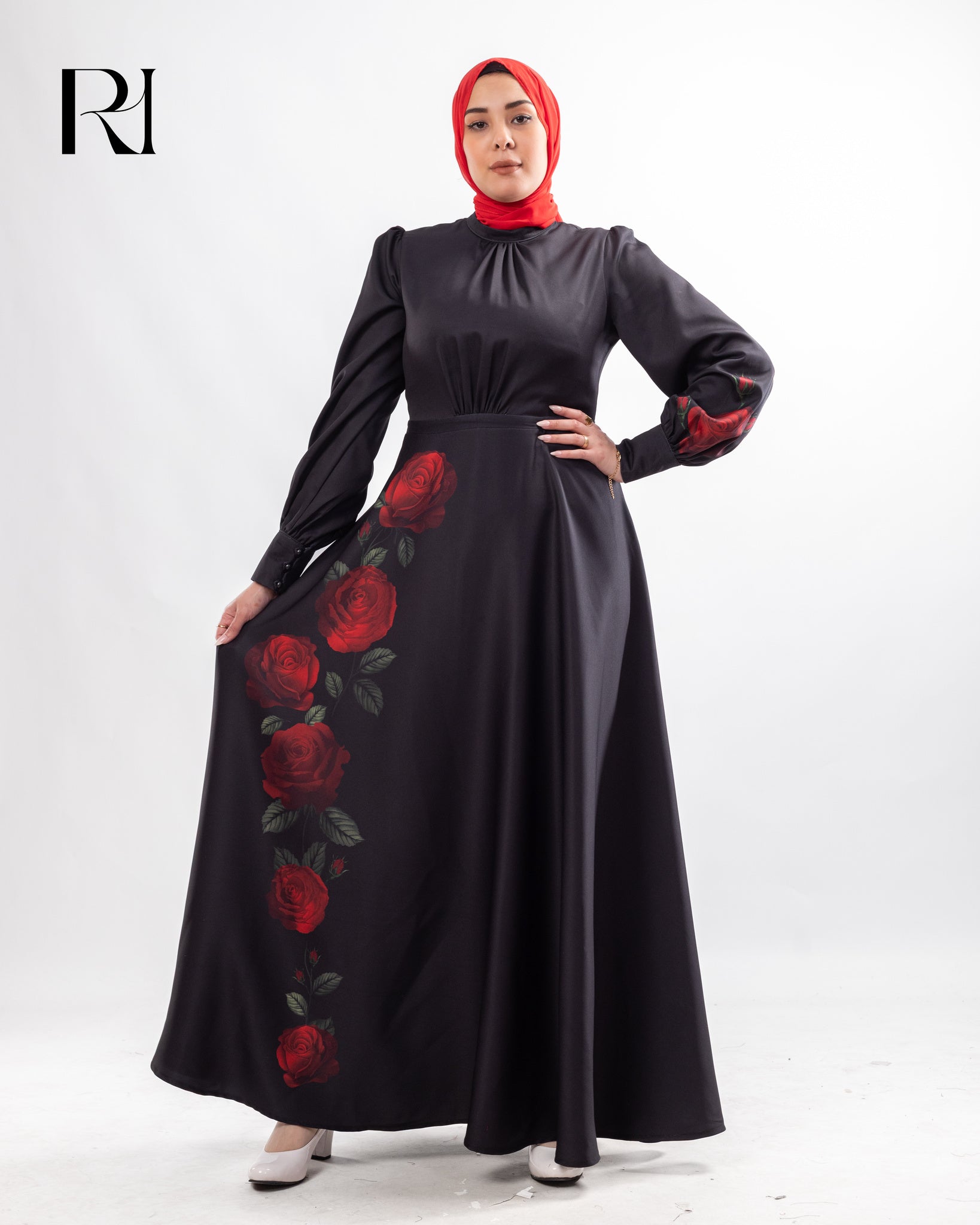 Layla Rose Soft Crepe Maxi Dress – Black Red Rose