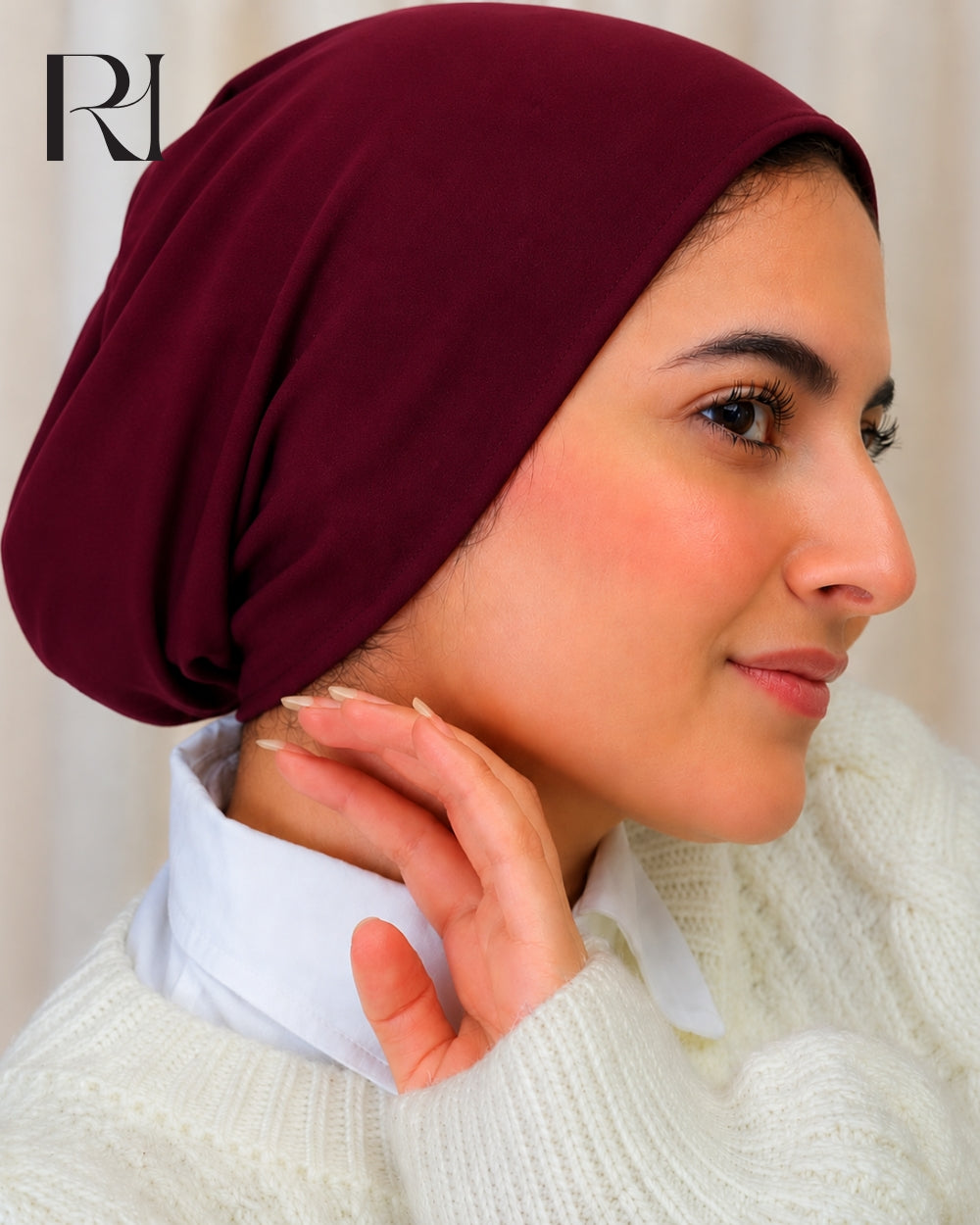 Haya Cotton Blend Hijab Cap – Burgundy