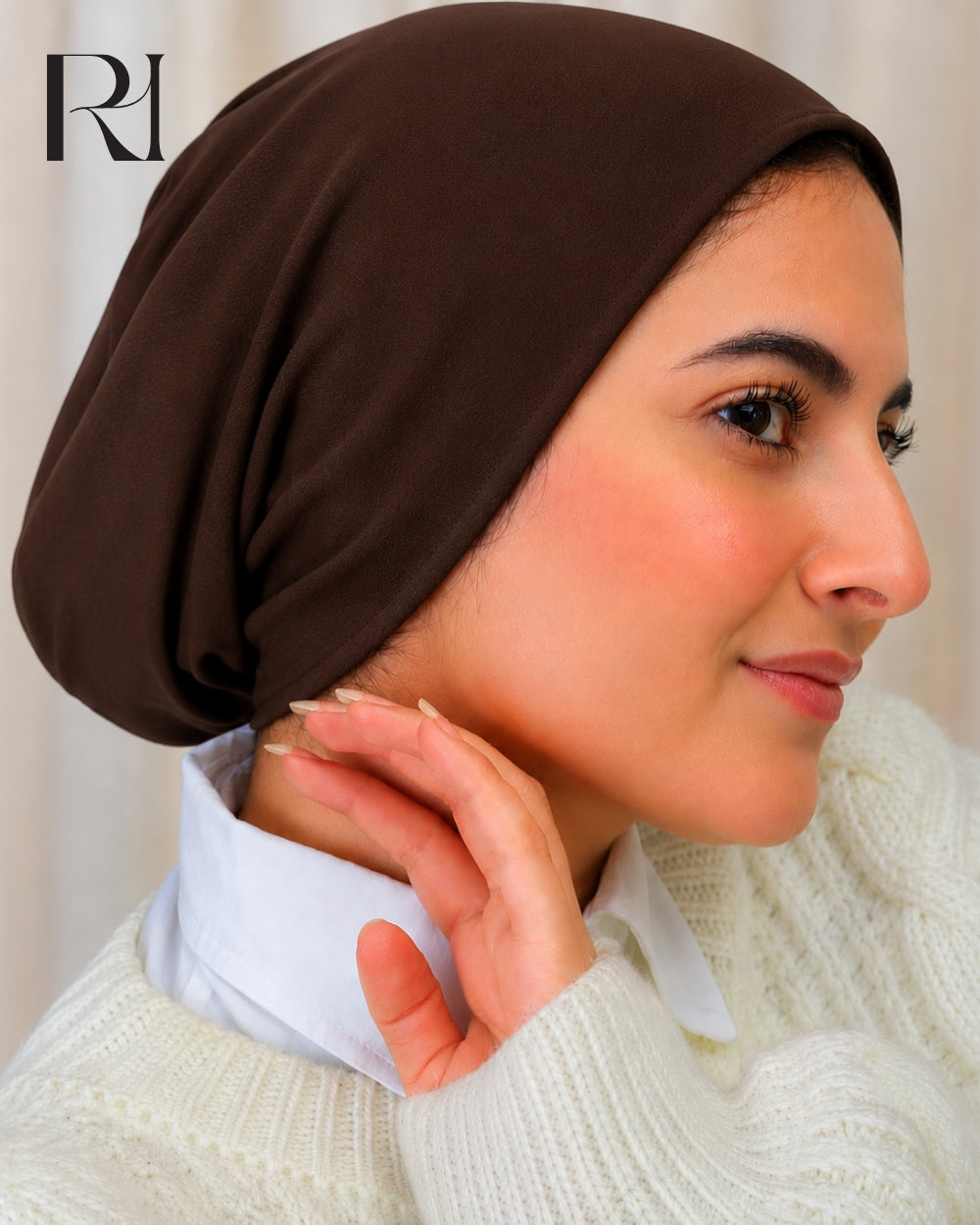 Haya Cotton Blend Hijab Cap – Chocolate Brown