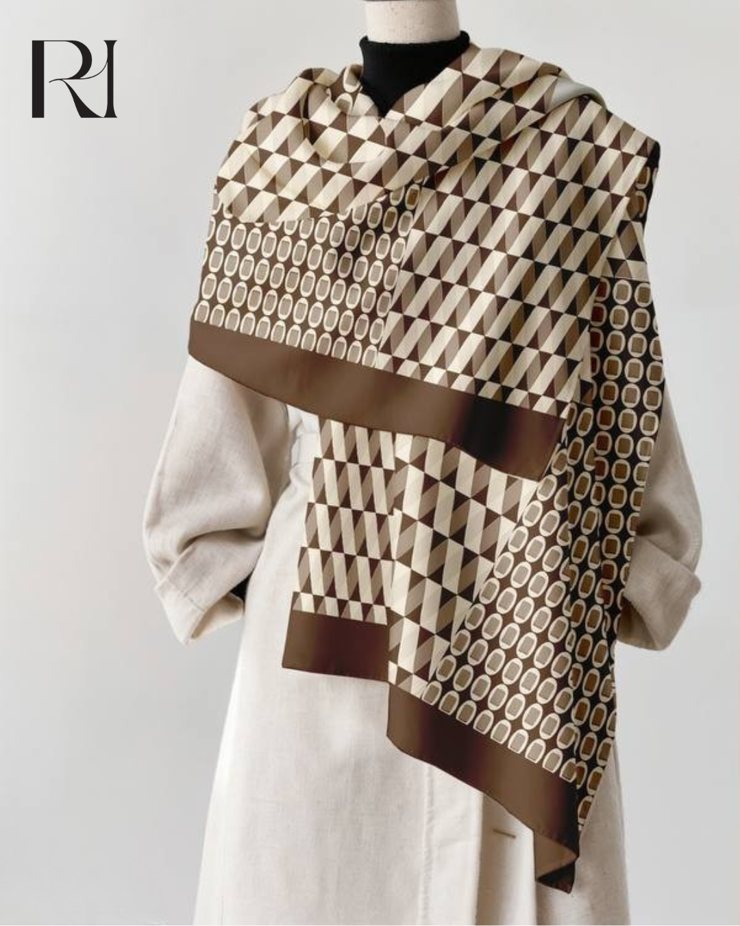 Chocolate Geometry Chiffon Hijab