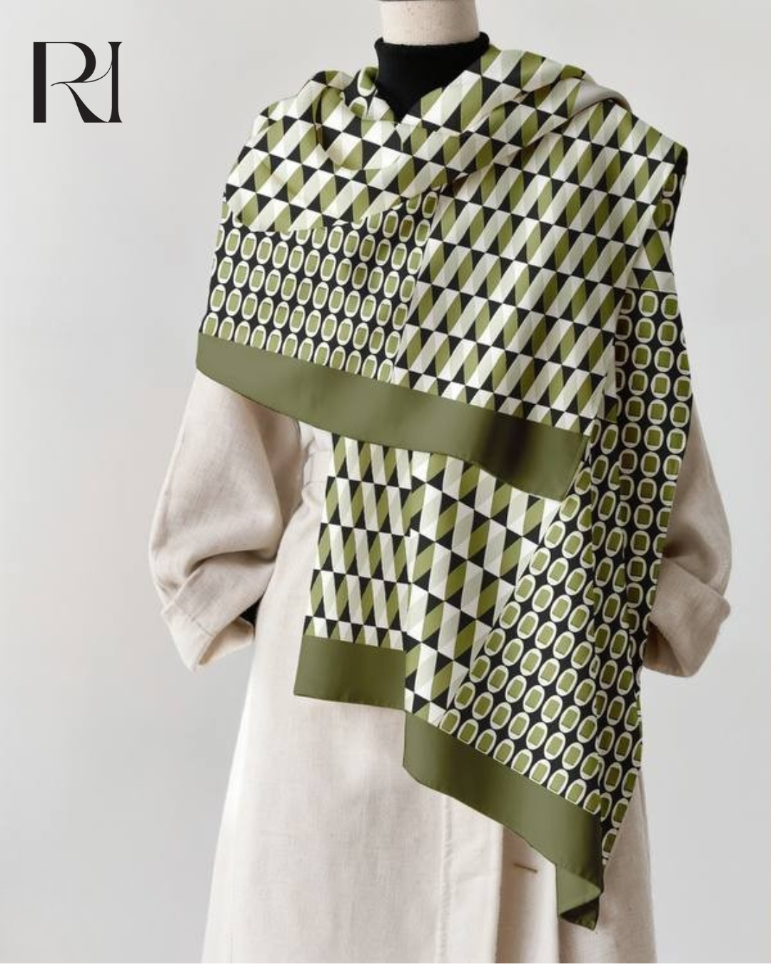 Sage Geometry Chiffon Hijab