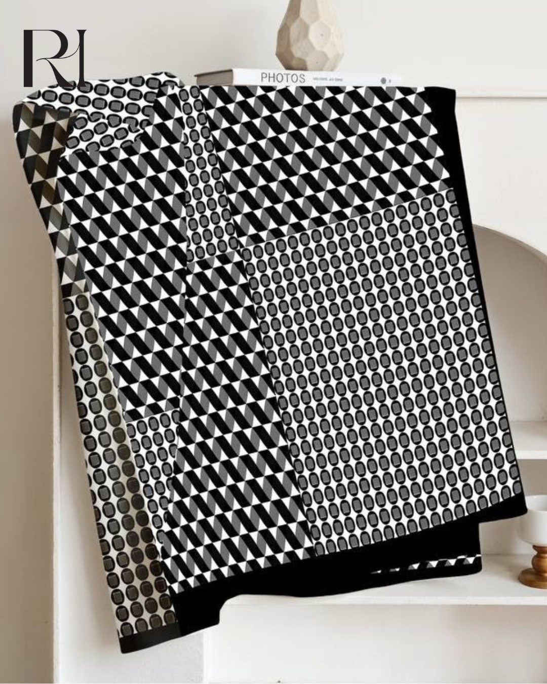 Monochrome Geometry Chiffon Hijab