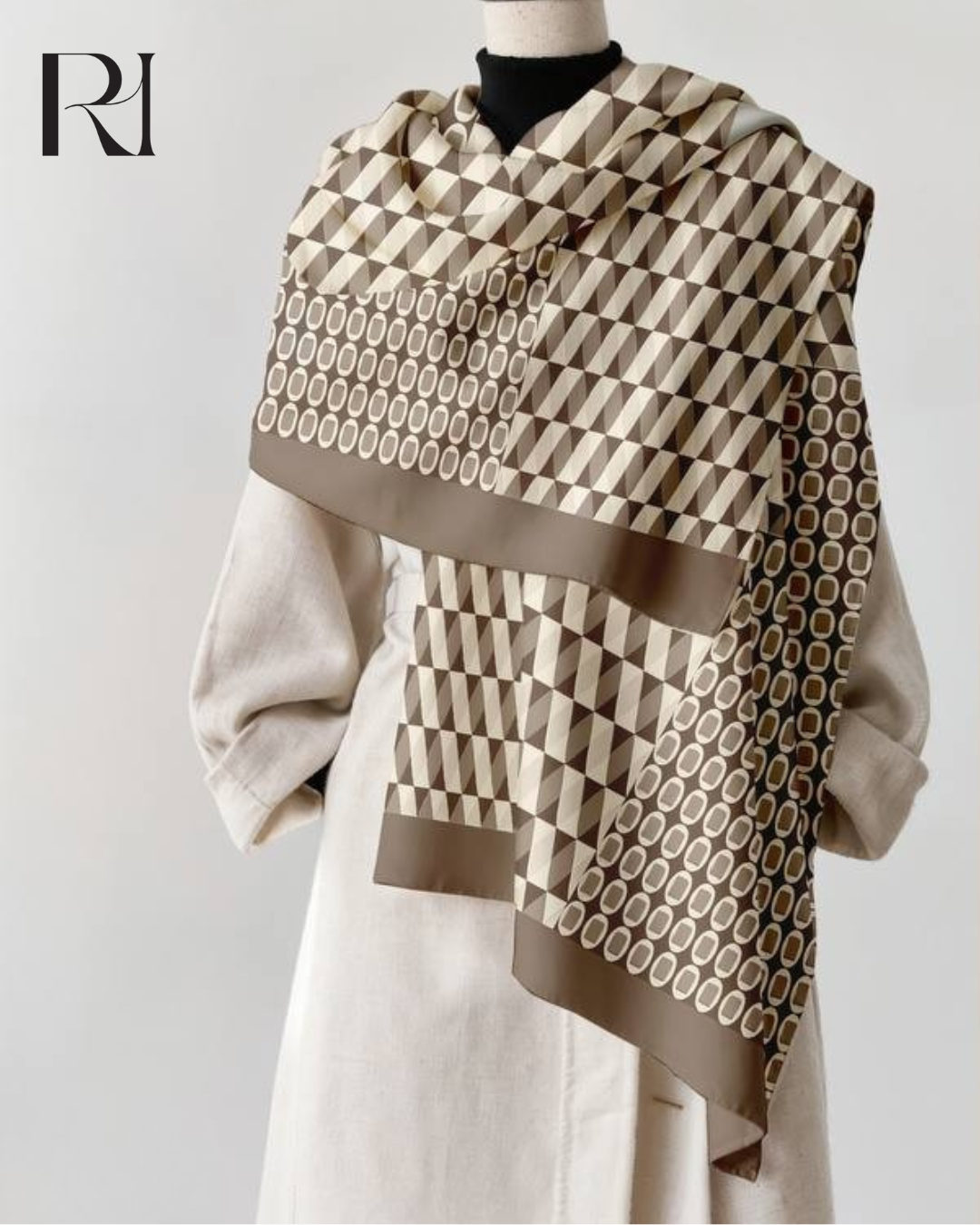 Taupe Mosaic Chiffon Hijab