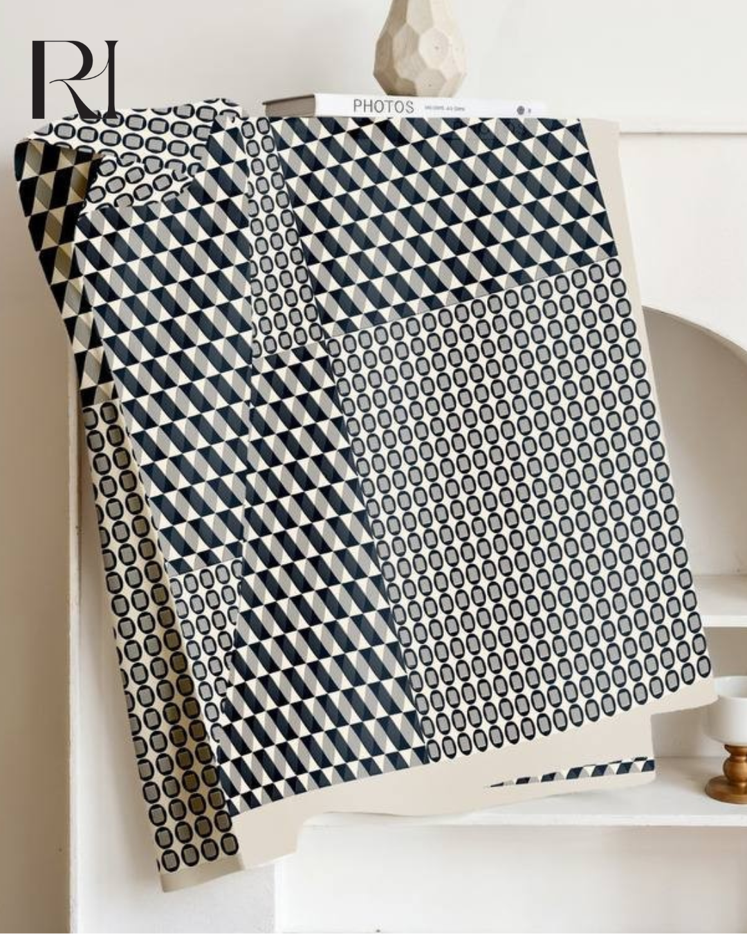 Navy Lattice Chiffon Hijab