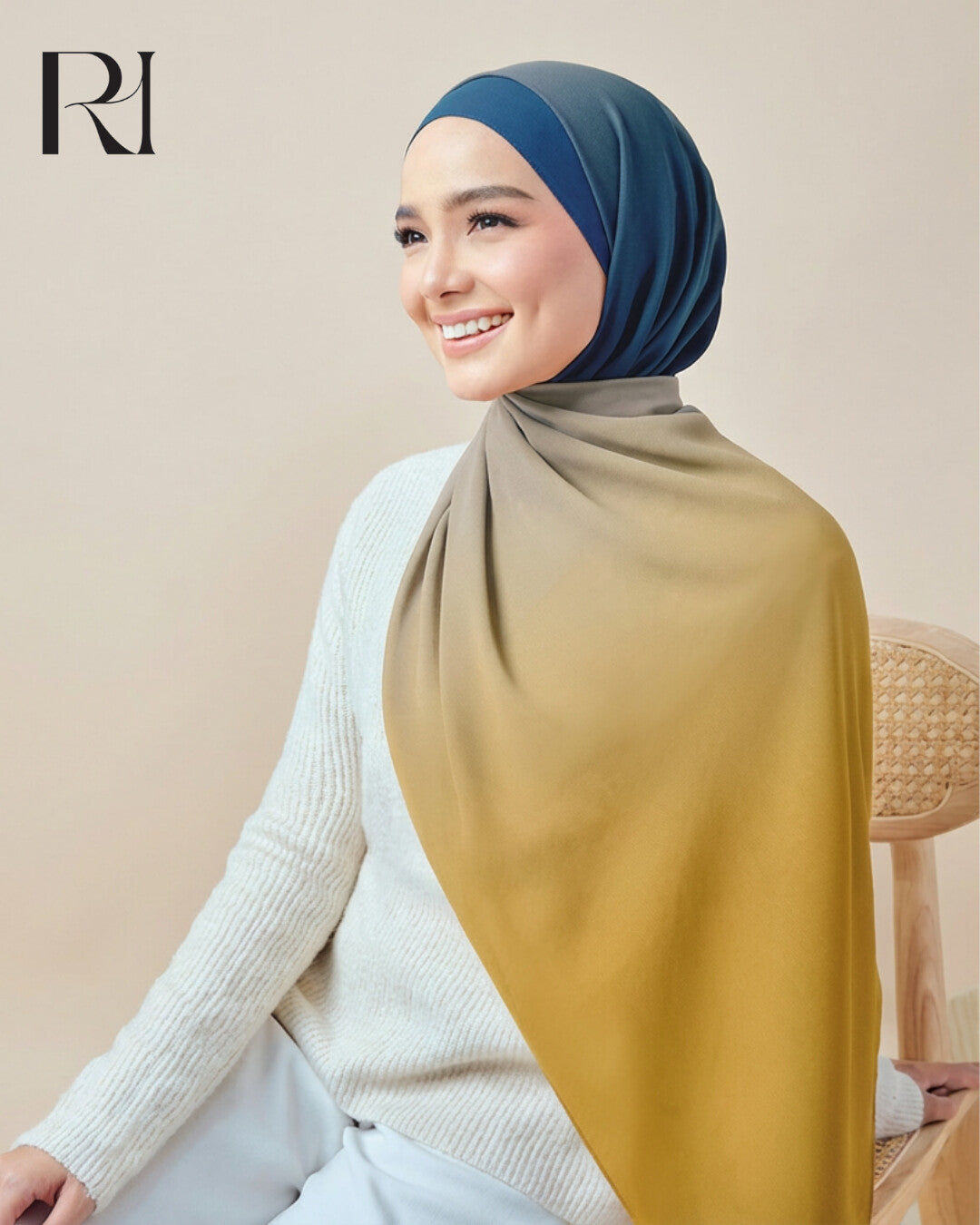 Blue and Yellow Chiffon Hijab