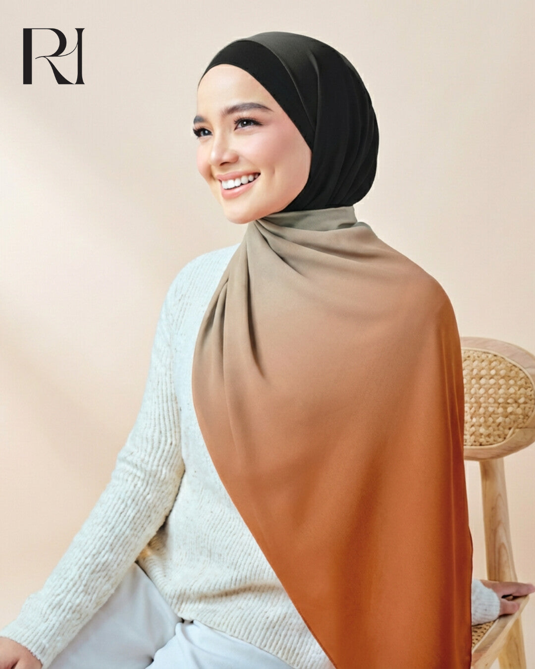 Black & Orange Chiffon Scarf
