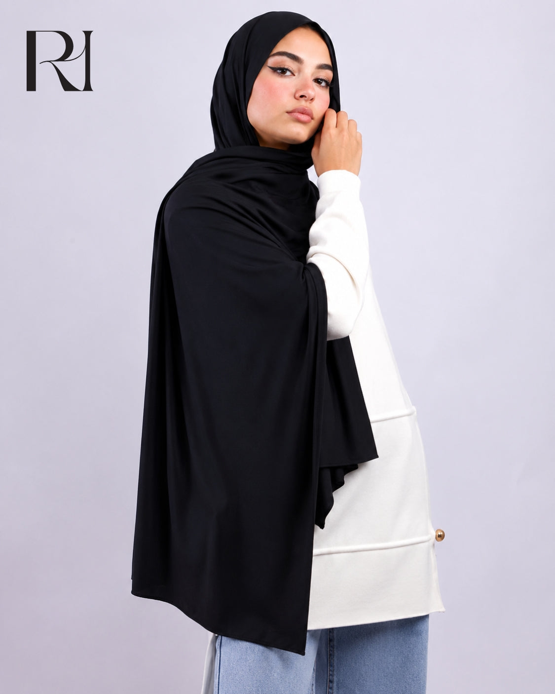 Aura Cotton Blend Hijab – Black