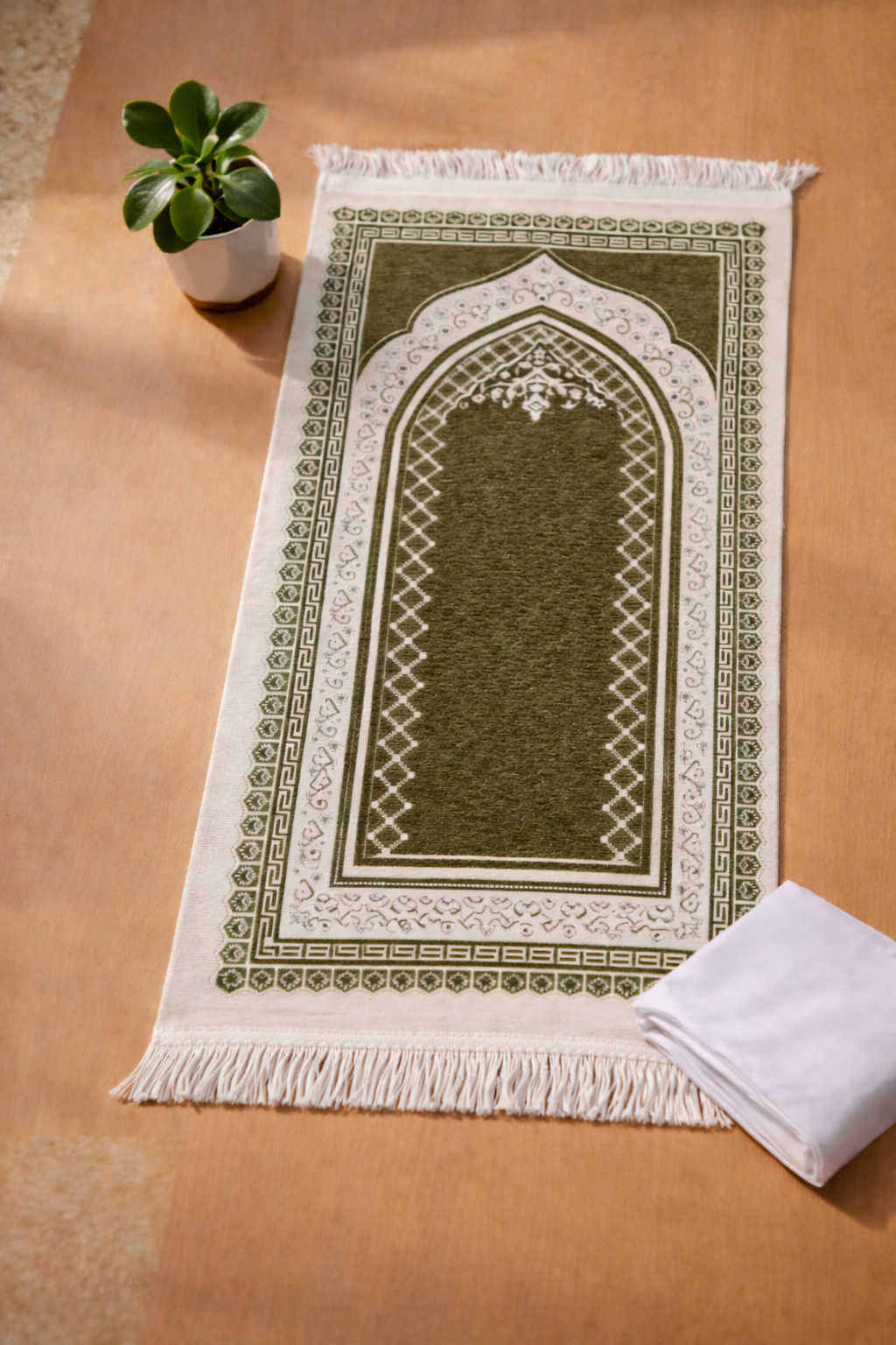 Olive Tranquility Classic Mihrab Prayer Mat