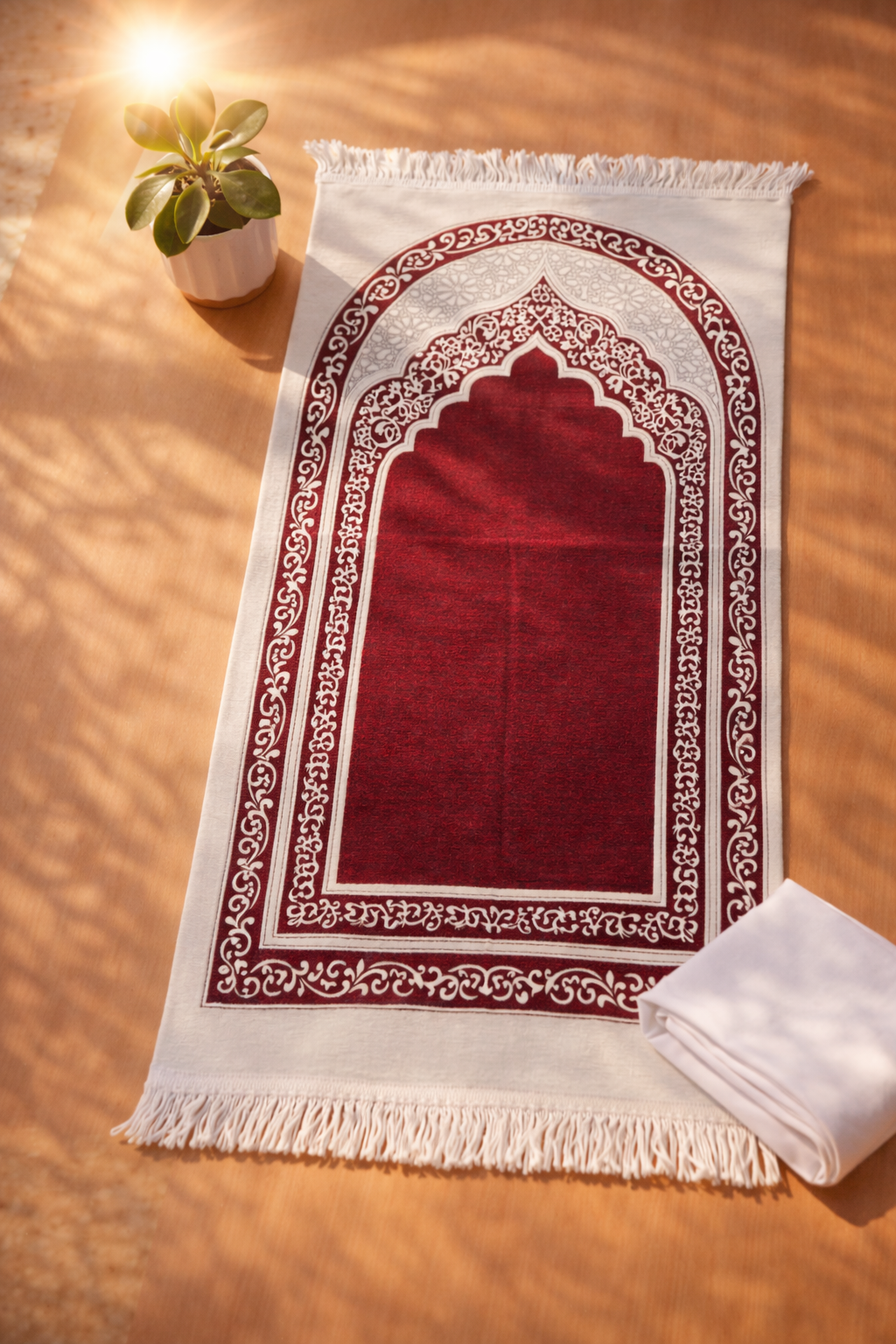 Crimson Serenity Classic Mihrab Prayer Mat