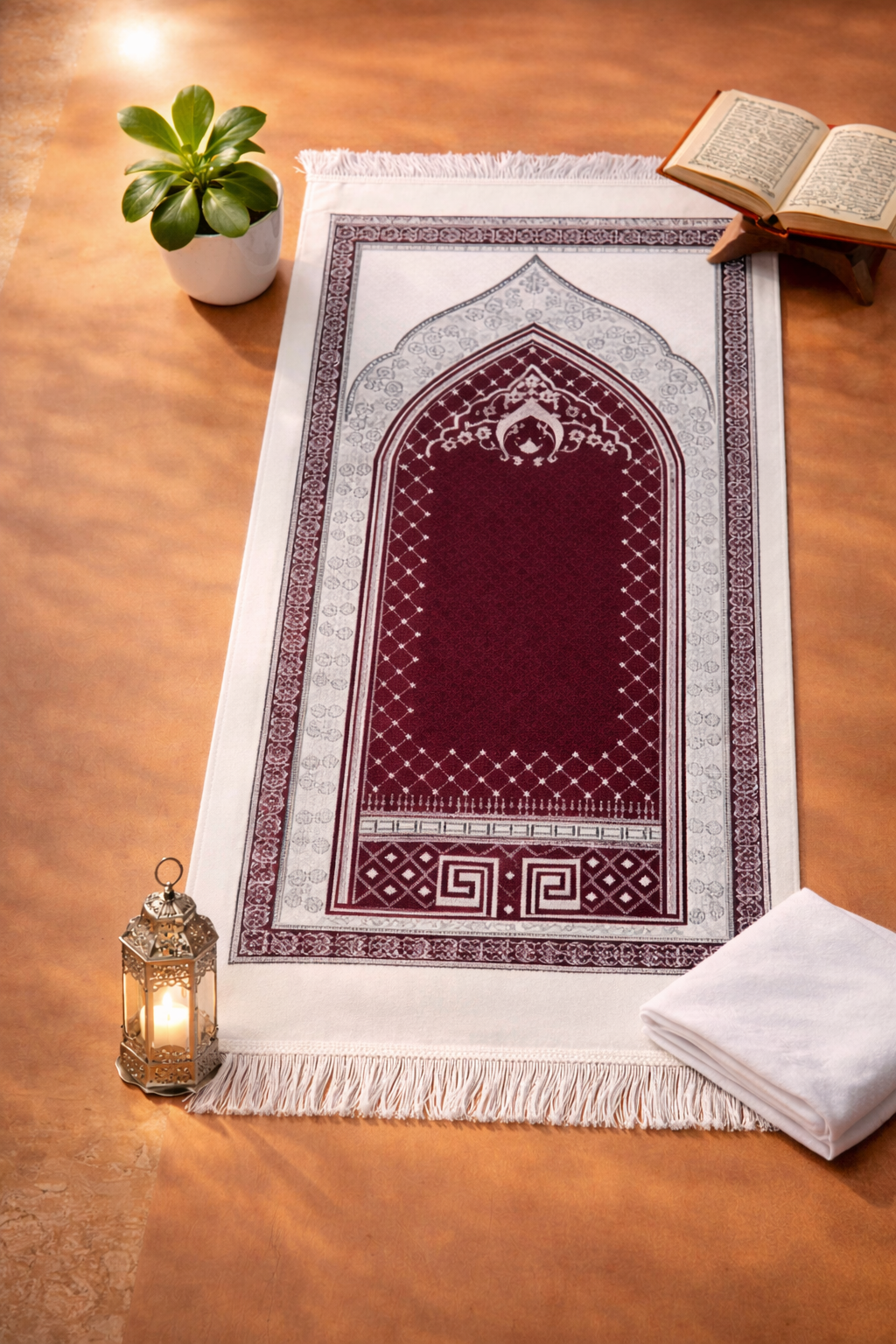 Burgundy Reverence Classic Mihrab Prayer Mat