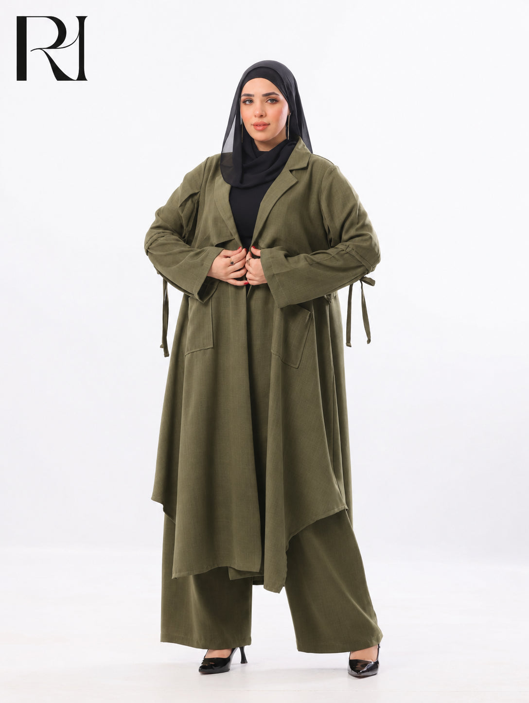 Reem Tailored Linen-Blend Two Piece Set – Olive Green