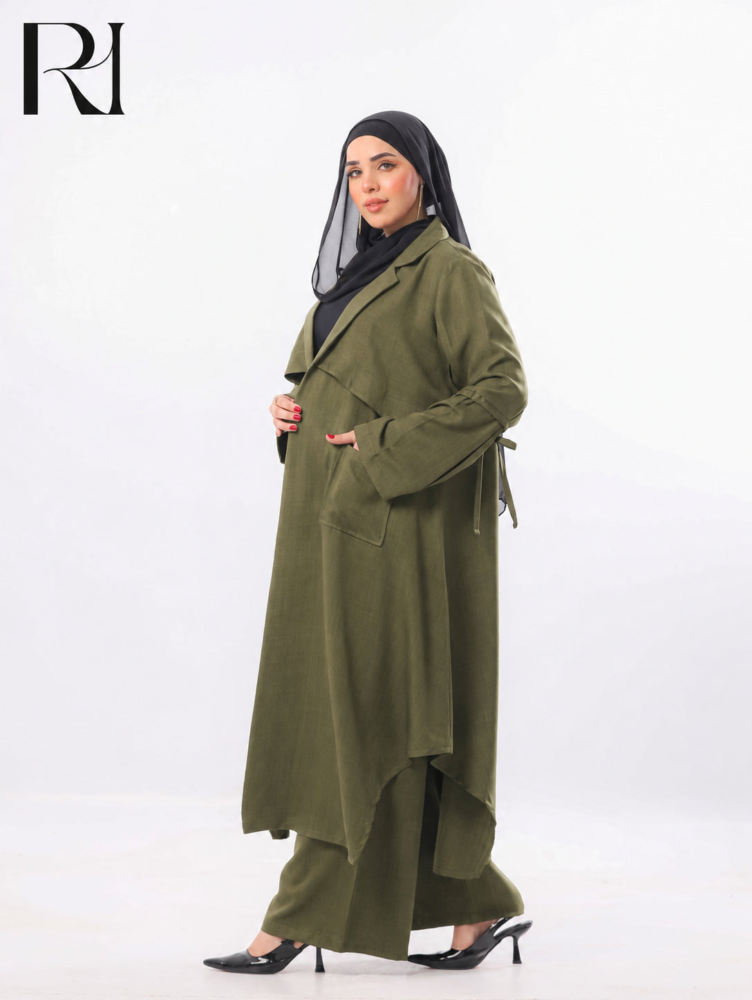 Reem Tailored Linen-Blend Two Piece Set – Olive Green