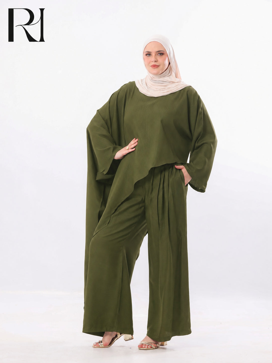 Nadia Flow Two Piece Set – Olive Green