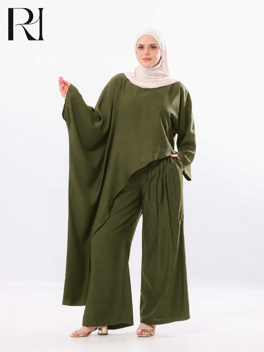 Nadia Flow Two Piece Set – Olive Green