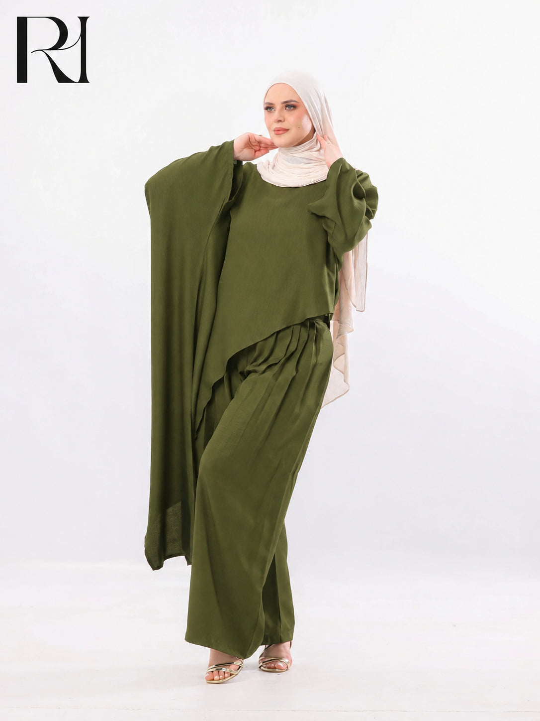 Nadia Flow Two Piece Set – Olive Green