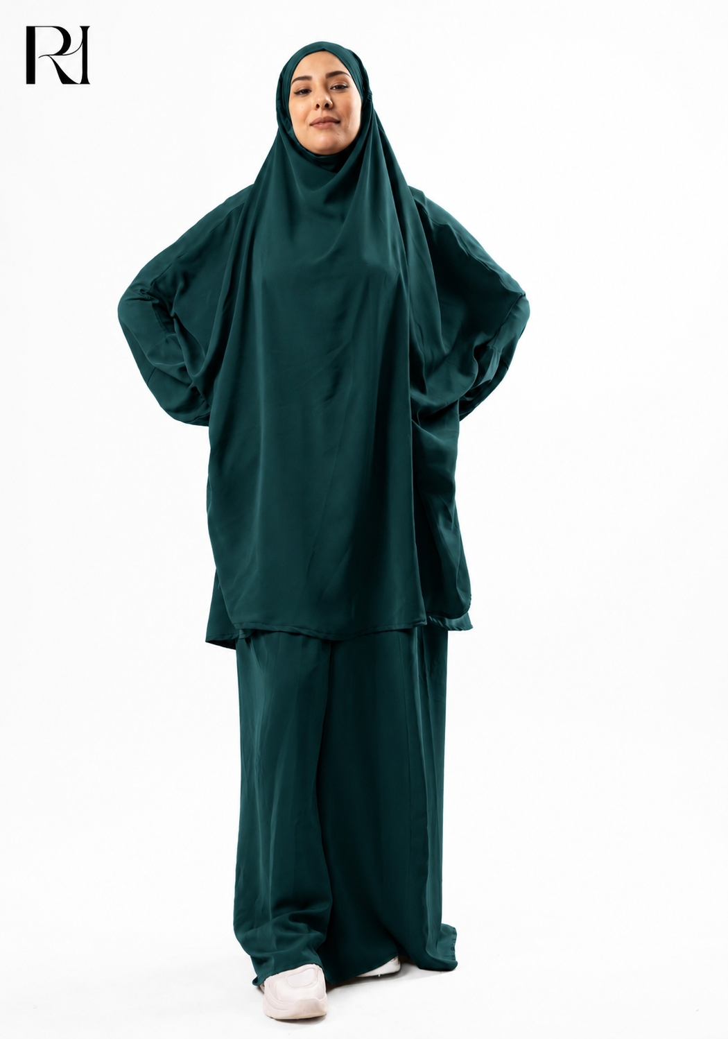 Jannat Lightweight Silk Prayer Set – Deep Teal