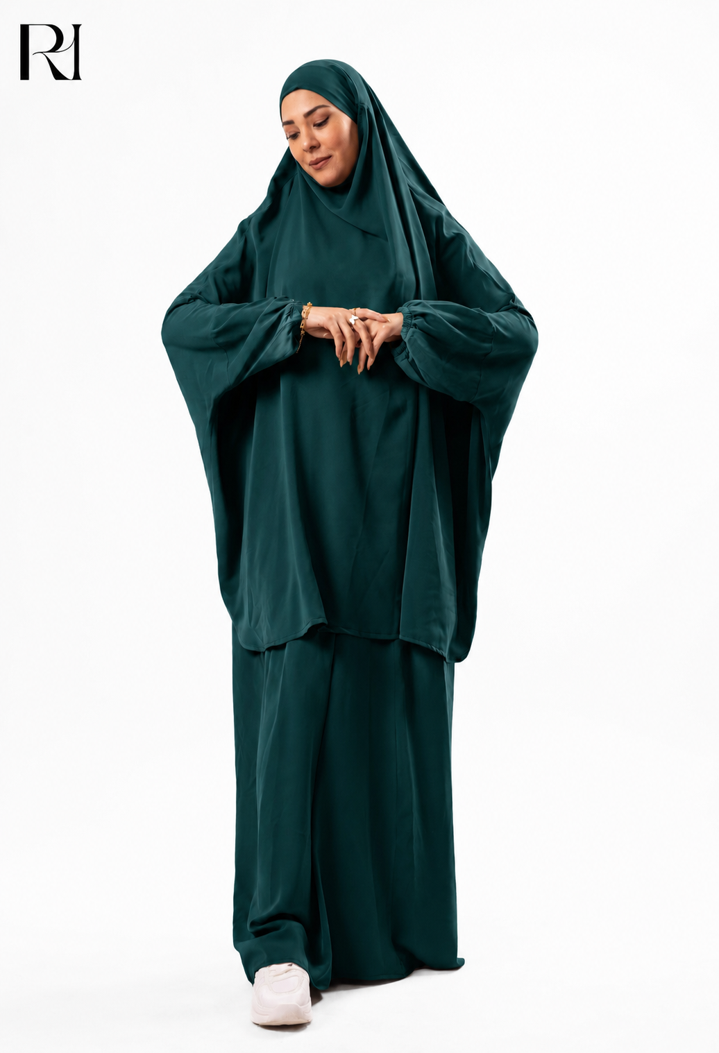Jannat Lightweight Silk Prayer Set – Deep Teal