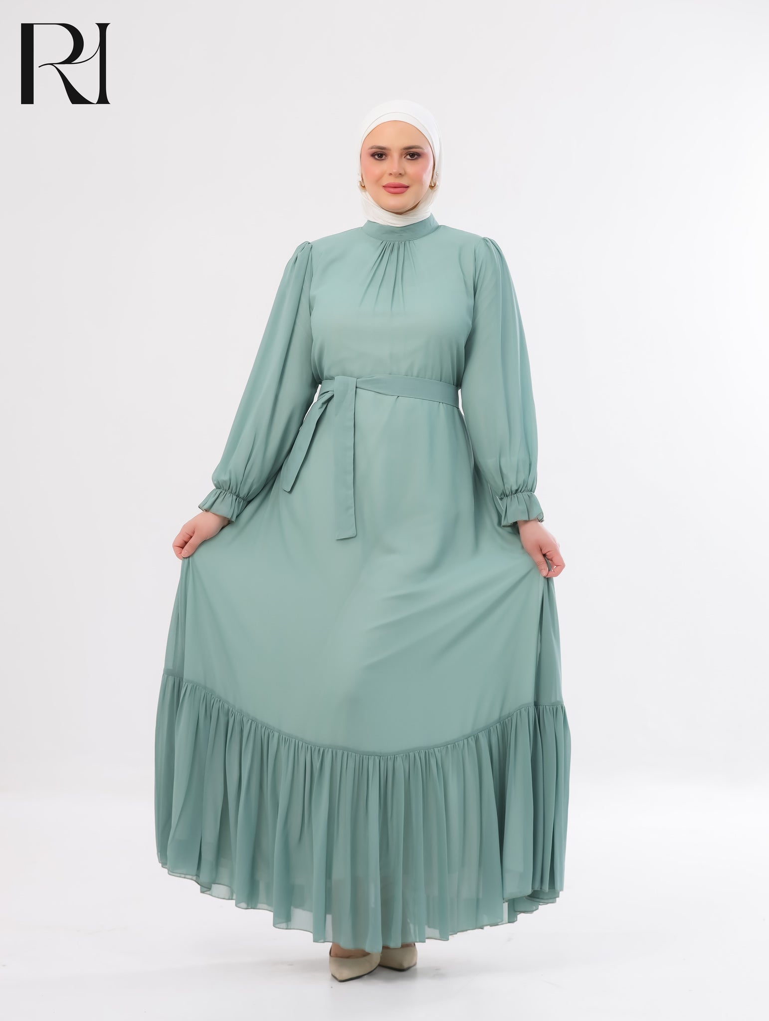 Najma Fresh Chiffon Maxi Dress – Sage