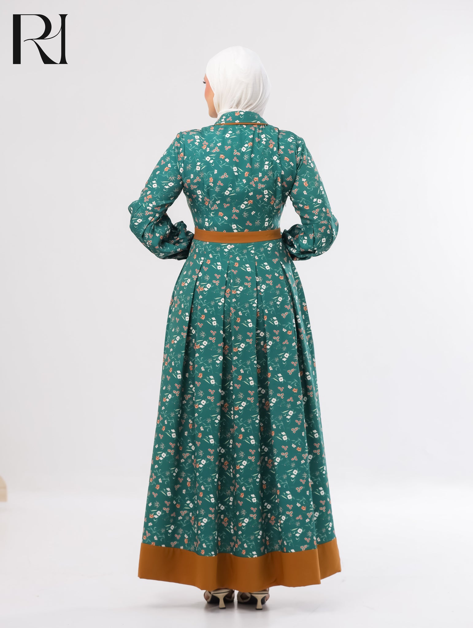 Soraya Floral Soft Crepe Maxi Dress – Soft Teal