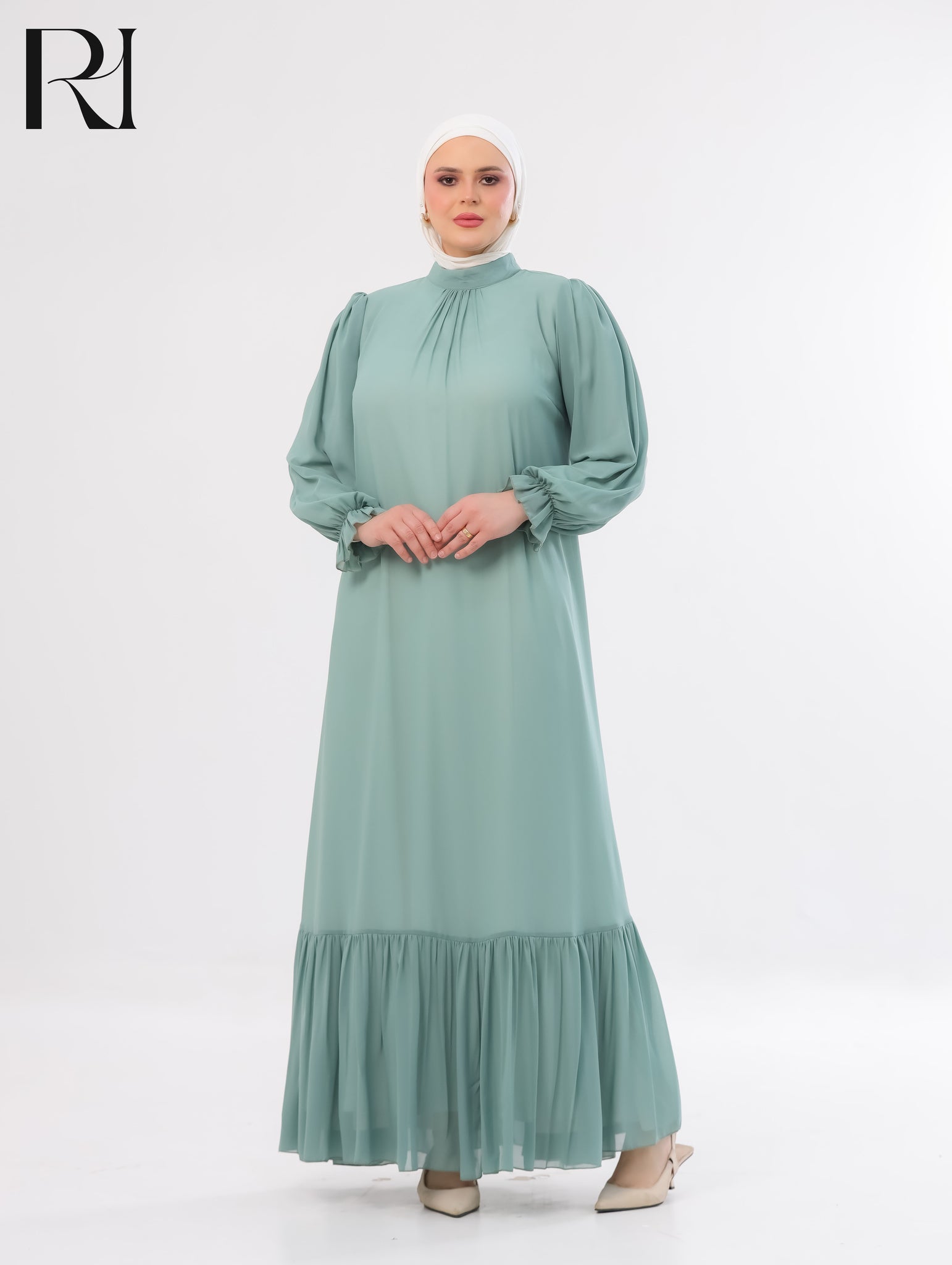 Najma Fresh Chiffon Maxi Dress – Sage