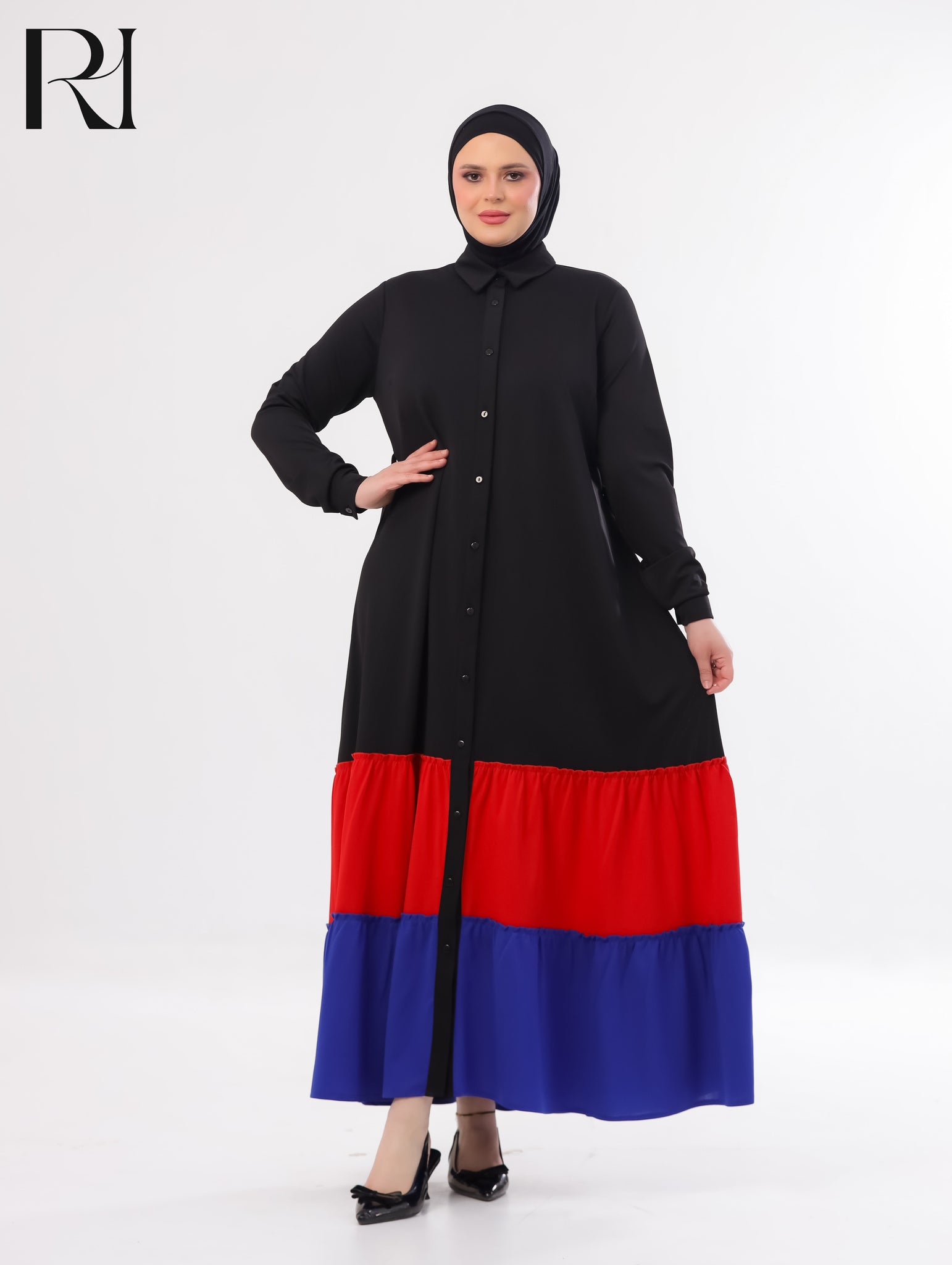 Batul Structured Knit Maxi Dress - Black