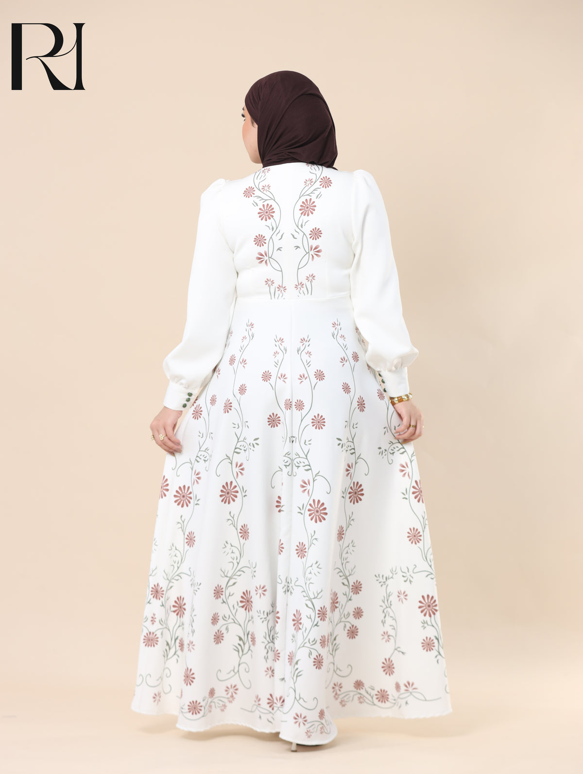 ZAHRA GARDEN SOFT CREPE MAXI DRESS - IVORY