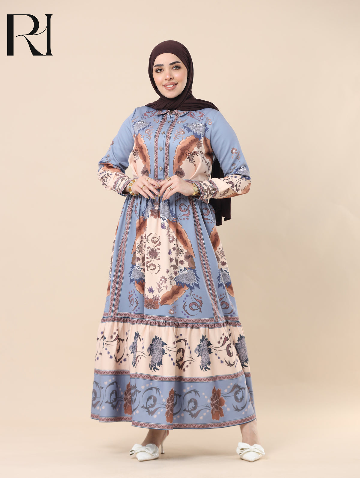DALIA HERITAGE SOFT CREPE MAXI DRESS - SLATE BLUE