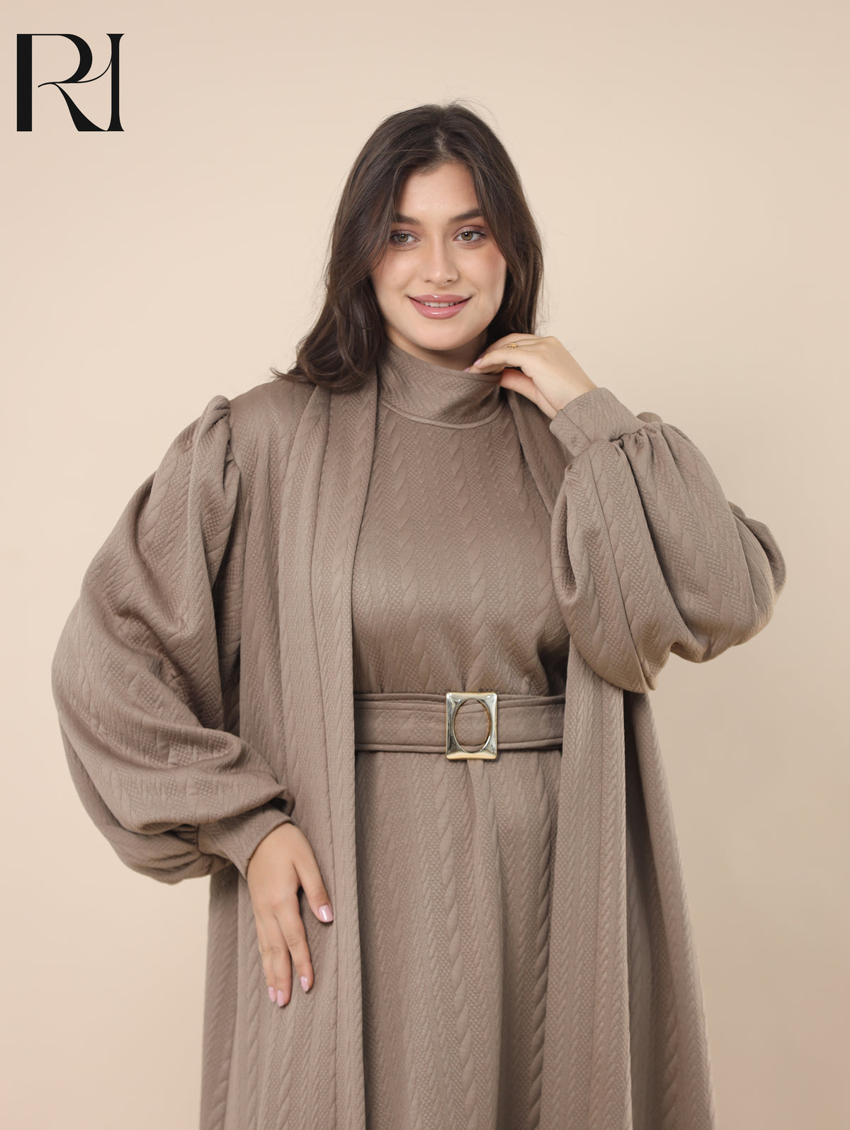 DINA SCULPTED TEXTURE TWO PIECE SET - TAUPE