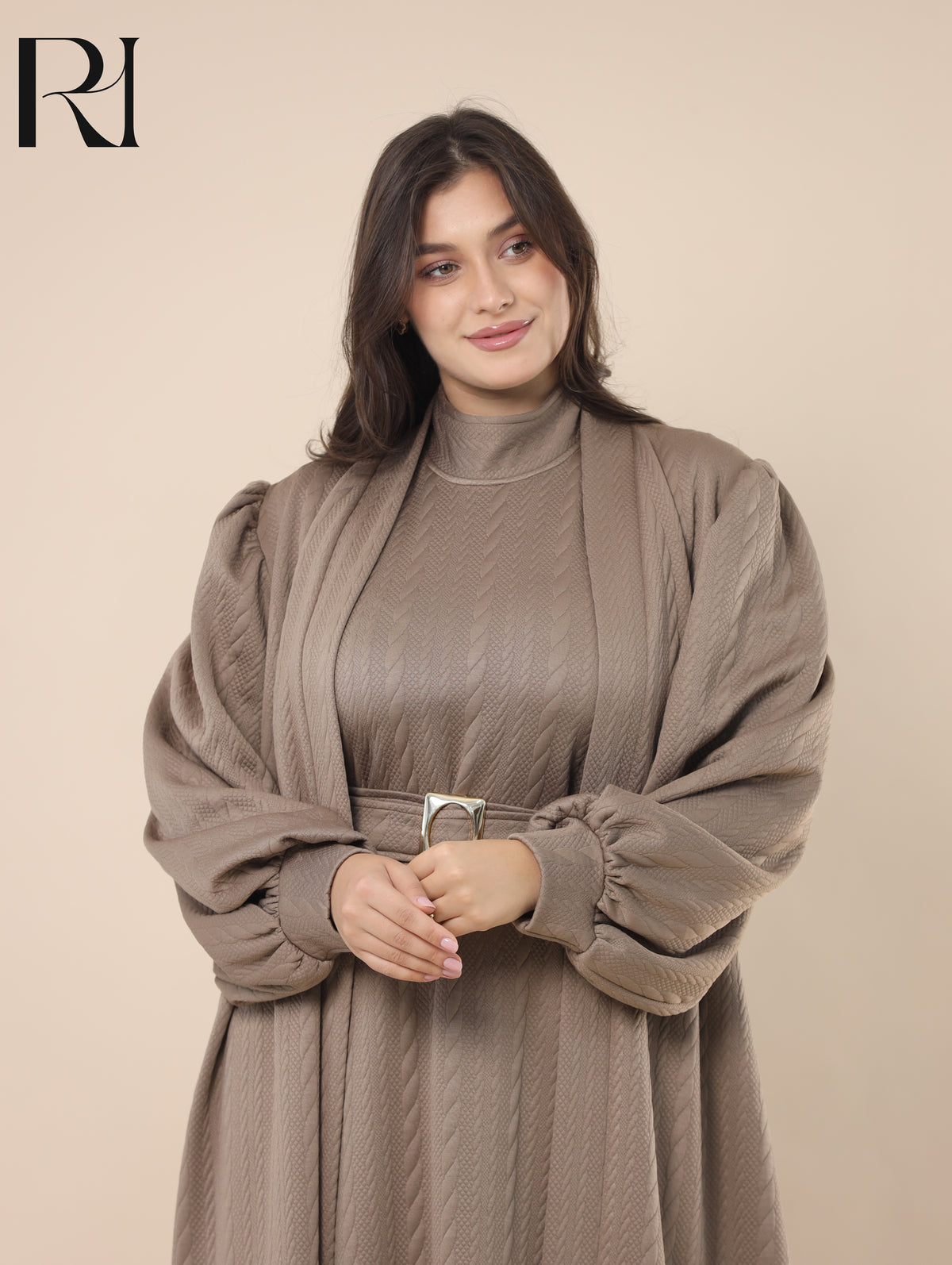 DINA SCULPTED TEXTURE TWO PIECE SET - TAUPE