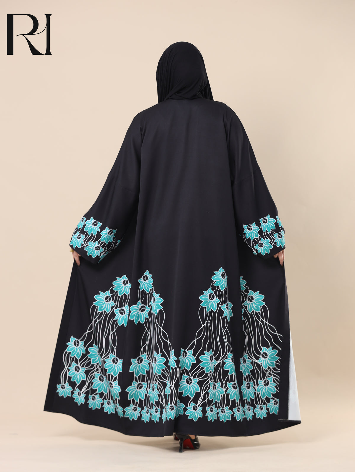 LAMAR SERENE SOFT CREPE OPEN ABAYA - BLACK