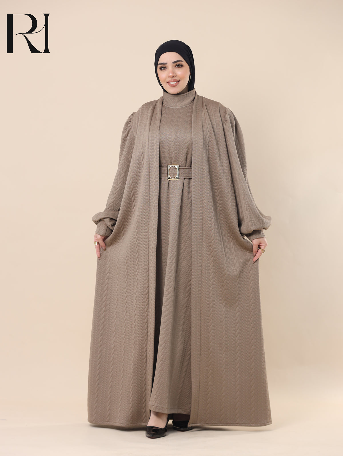 DINA SCULPTED TEXTURE TWO PIECE SET - TAUPE
