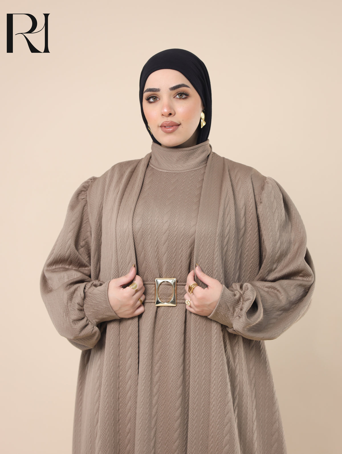 DINA SCULPTED TEXTURE TWO PIECE SET - TAUPE