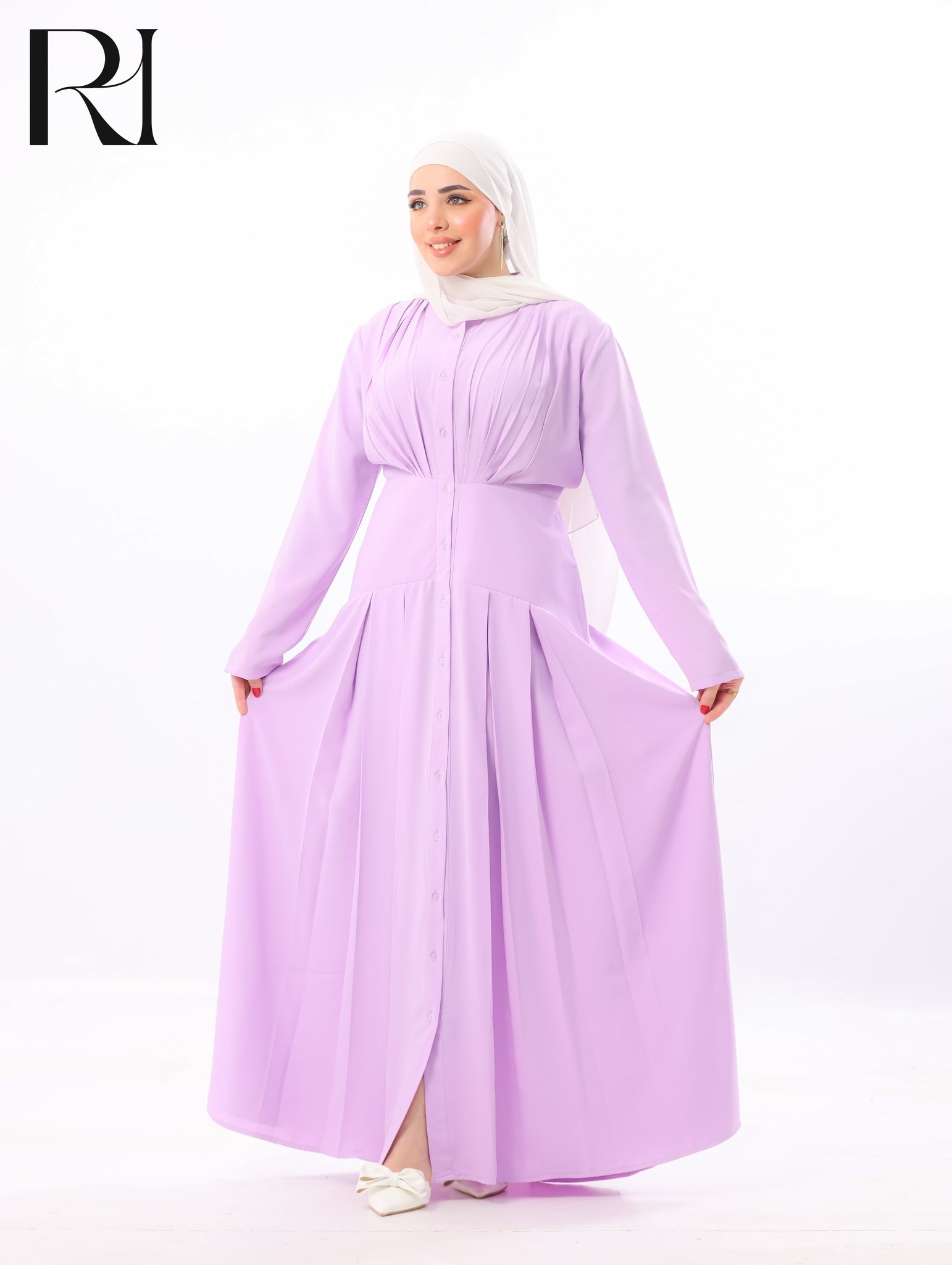 Mariam Lightweight Silky Pleated Maxi Dress – Lavender