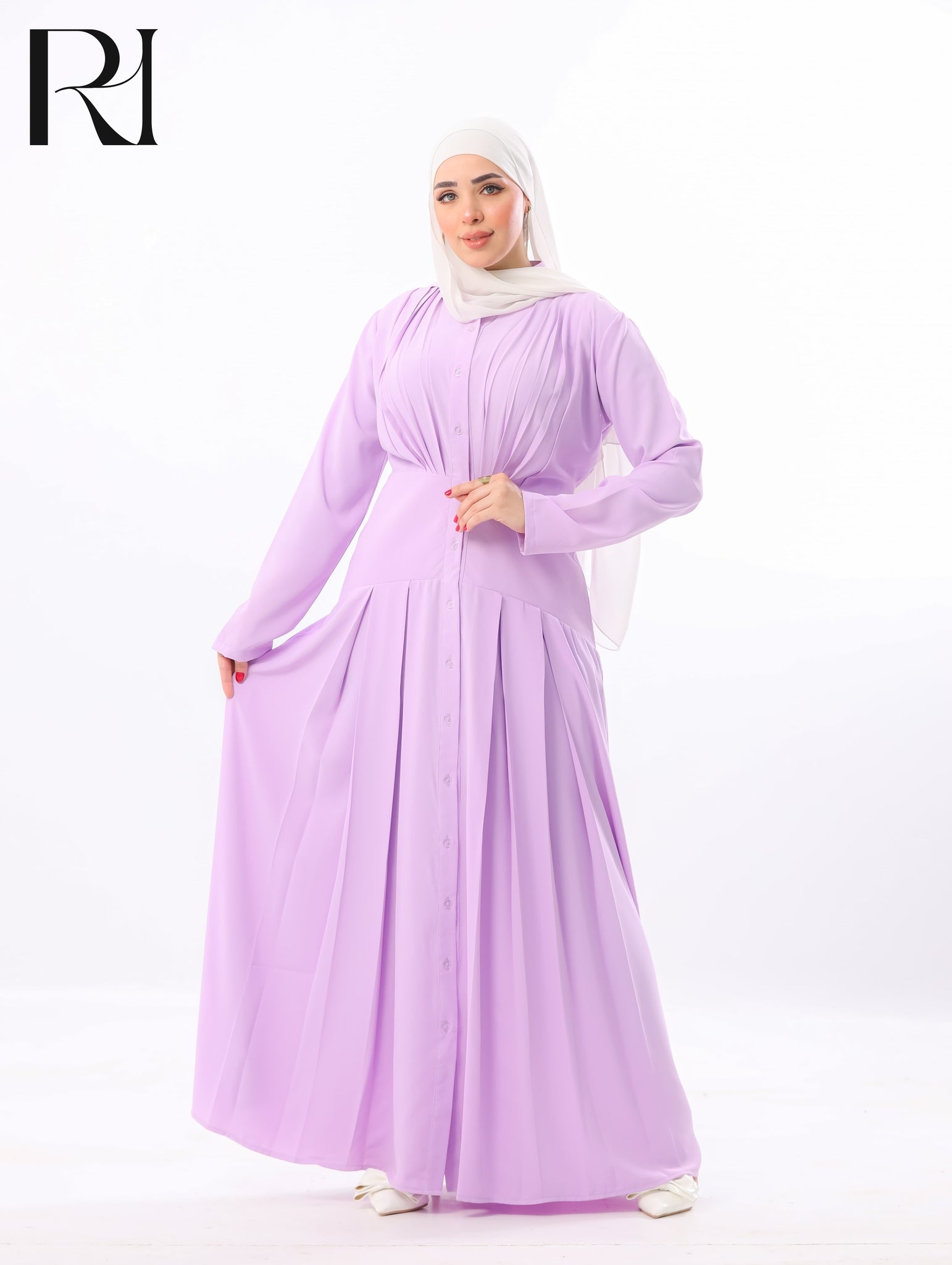 Mariam Lightweight Silky Pleated Maxi Dress – Lavender