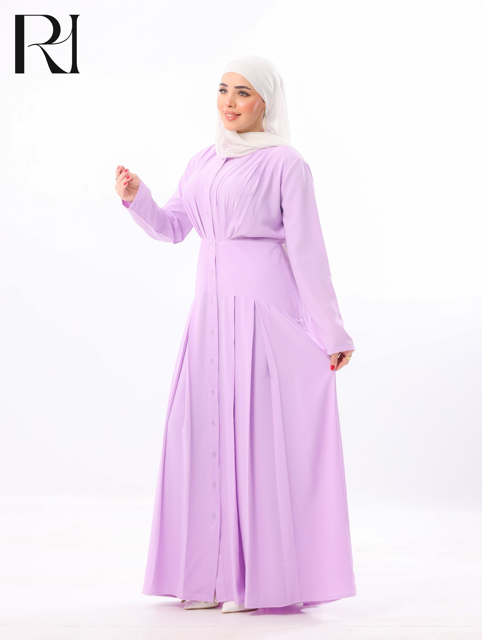 Mariam Lightweight Silky Pleated Maxi Dress – Lavender