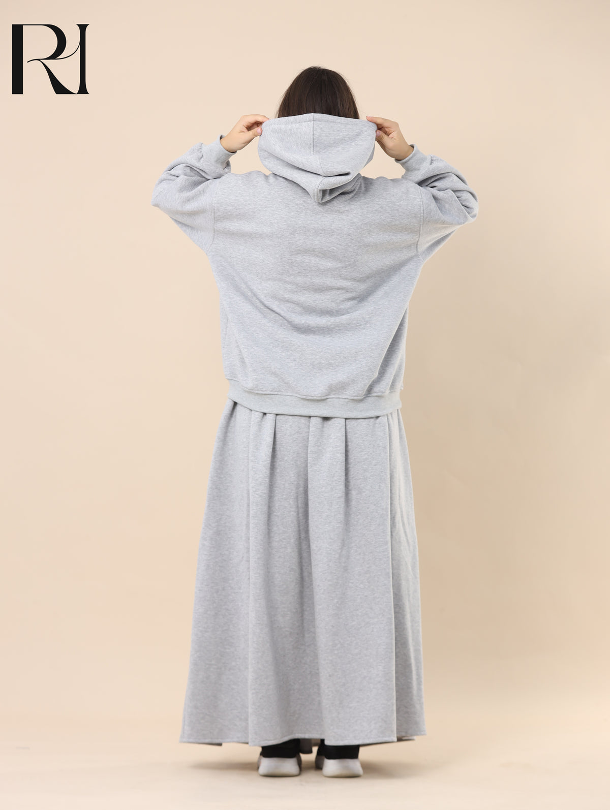 TALA COZY FLEECE-LINED HOODIE & SKIRT SET - GRAY