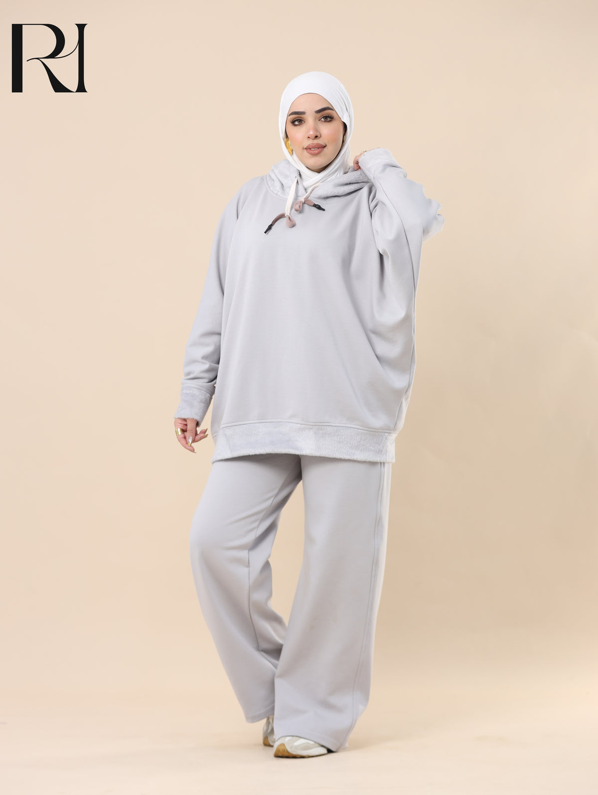 HANA CLOUD FLEECE-LINED TWO PIECE SET - GRAY