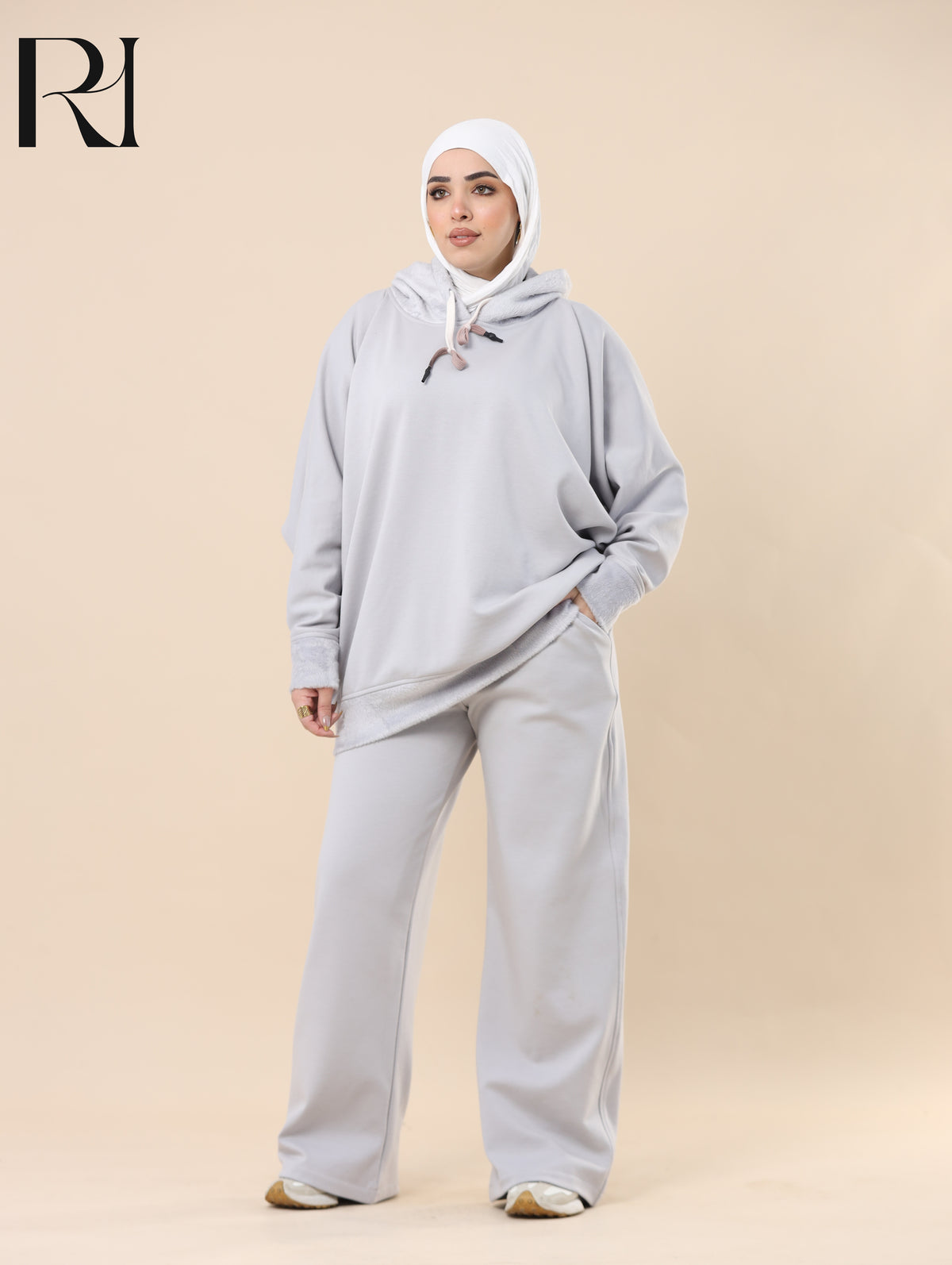 HANA CLOUD FLEECE-LINED TWO PIECE SET - GRAY